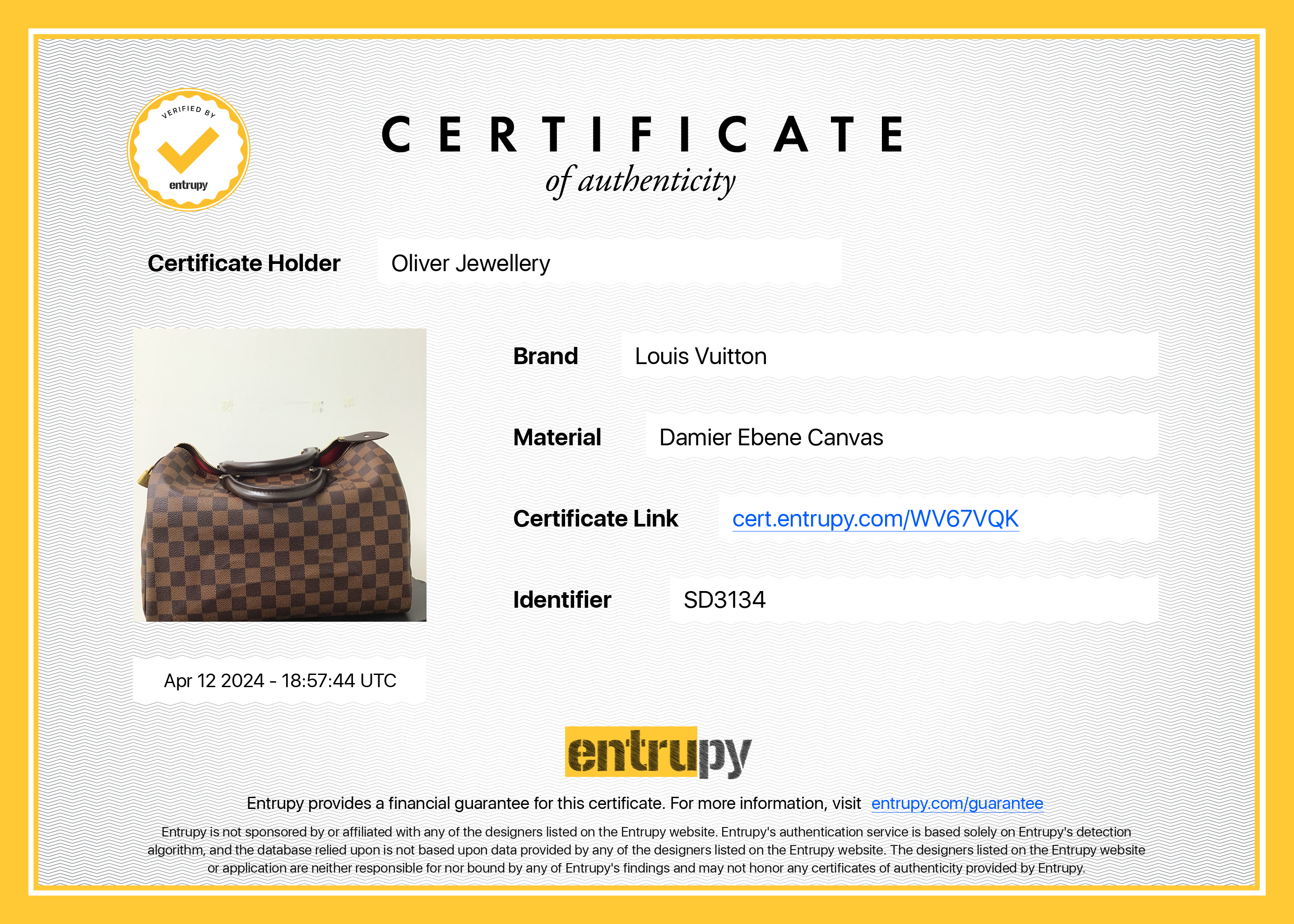 Louis Vuitton Damier Ebene Speedy 30 w/ Box