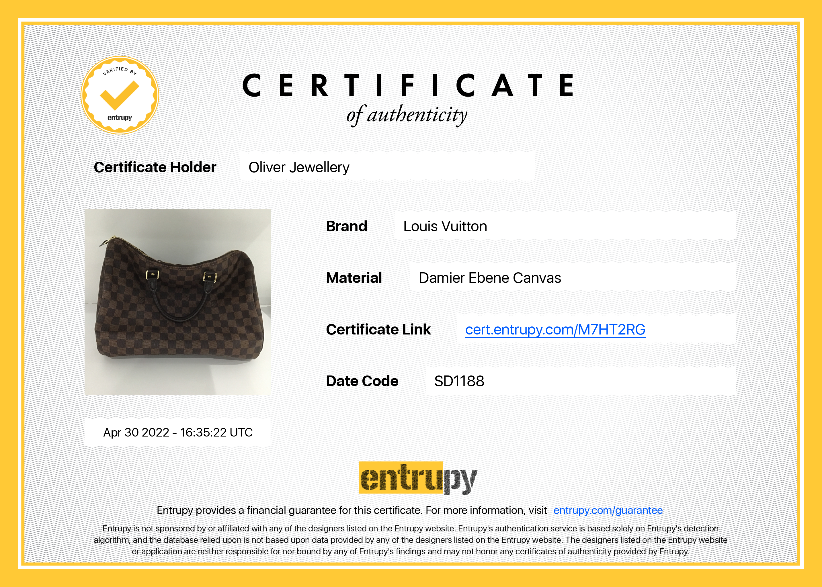 Louis Vuitton Damier Ebene Speedy 35