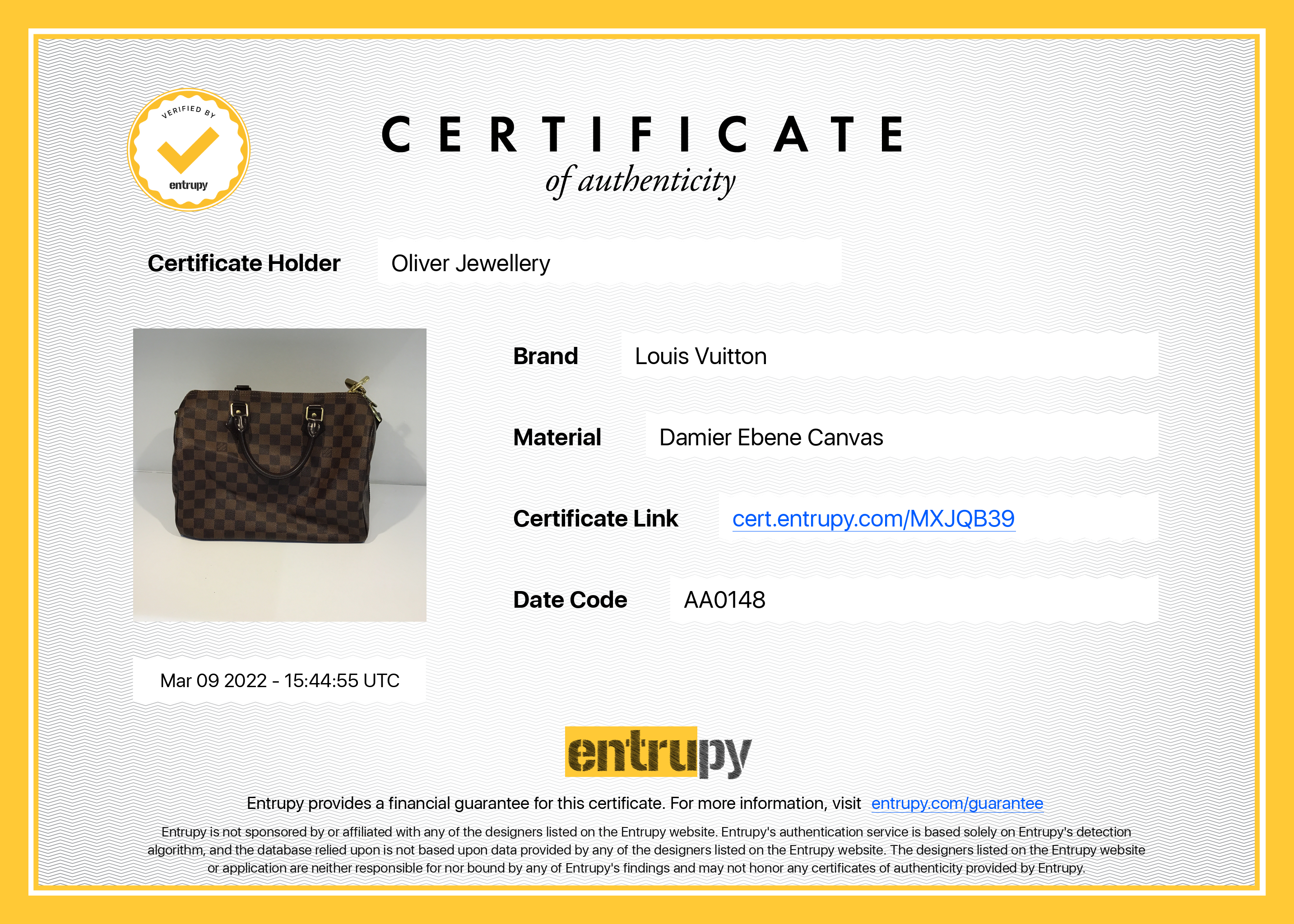 Louis Vuitton Damier Ebene Speedy Bandouliere 30 W/O Shoulder Strap