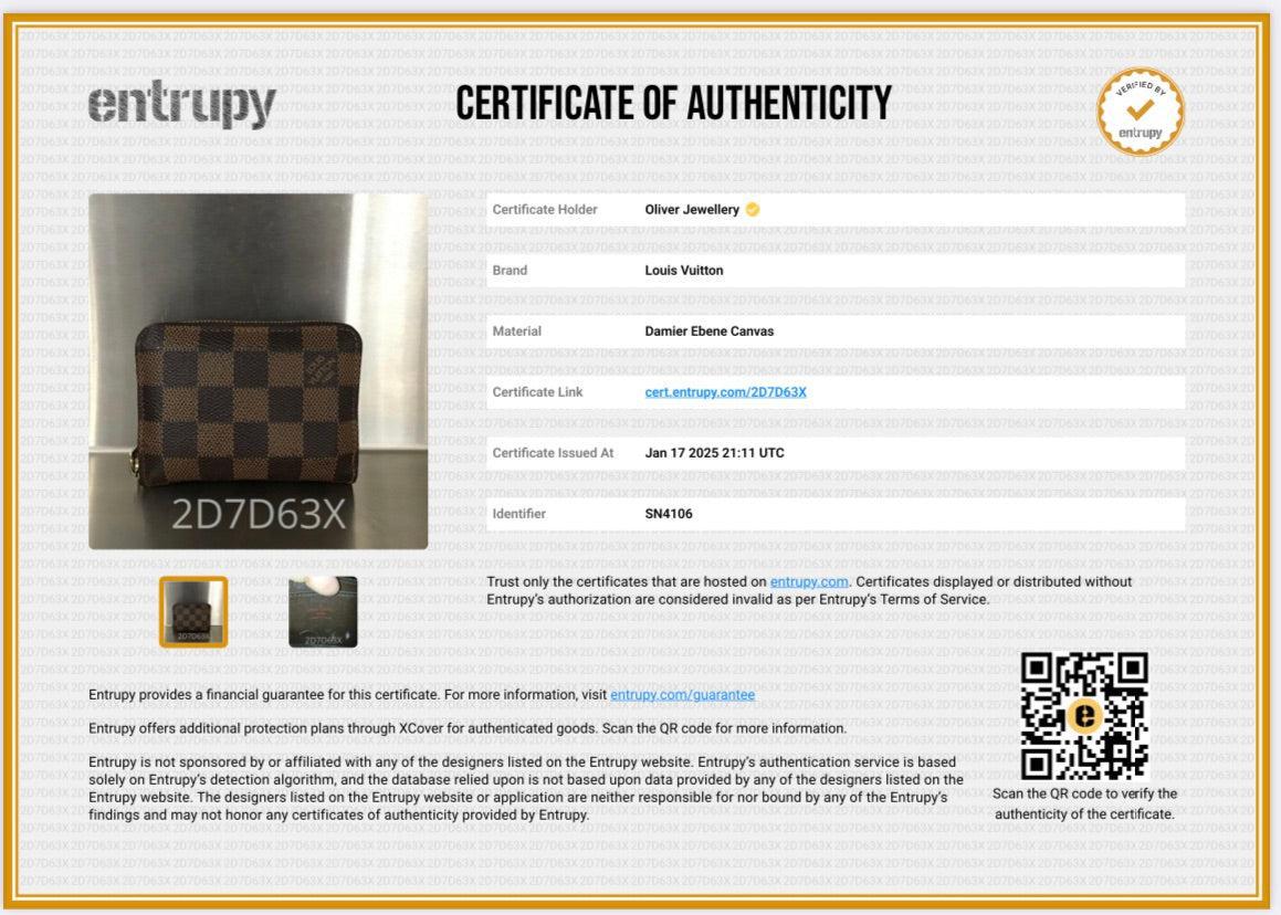 Louis Vuitton Damier Ebene Zippy Coin Purse w/ Box