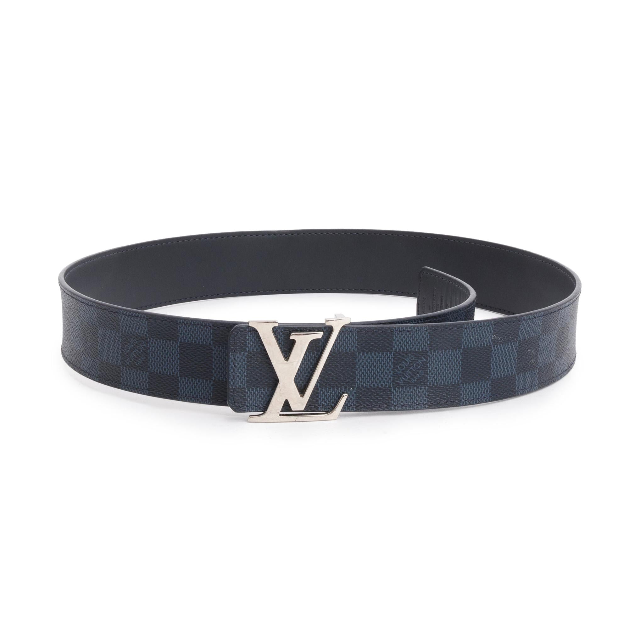 Louis Vuitton Damier Graphite Canvas & Black Leather LV Initials 40 MM Reversible Belt 85 34