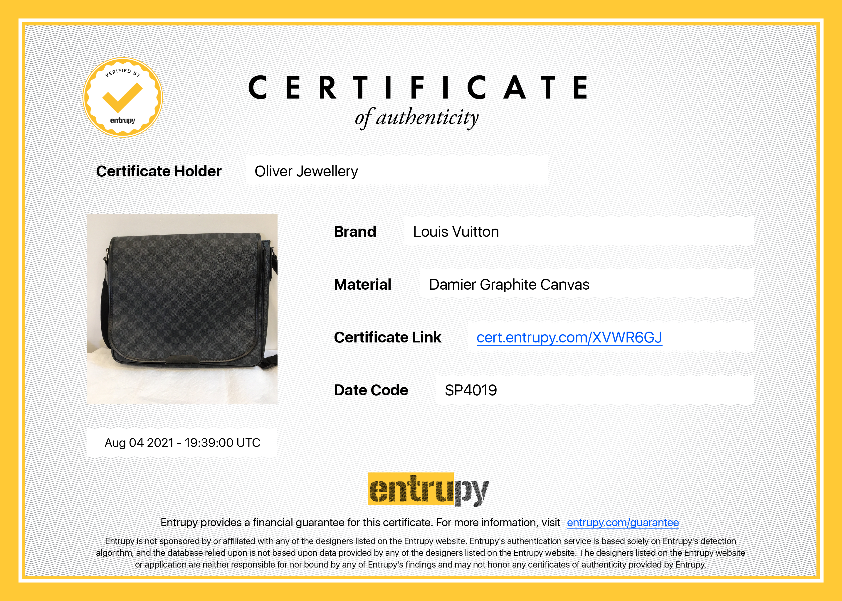 Louis Vuitton Damier Graphite Daniel MM Messenger Bag w/ Box
