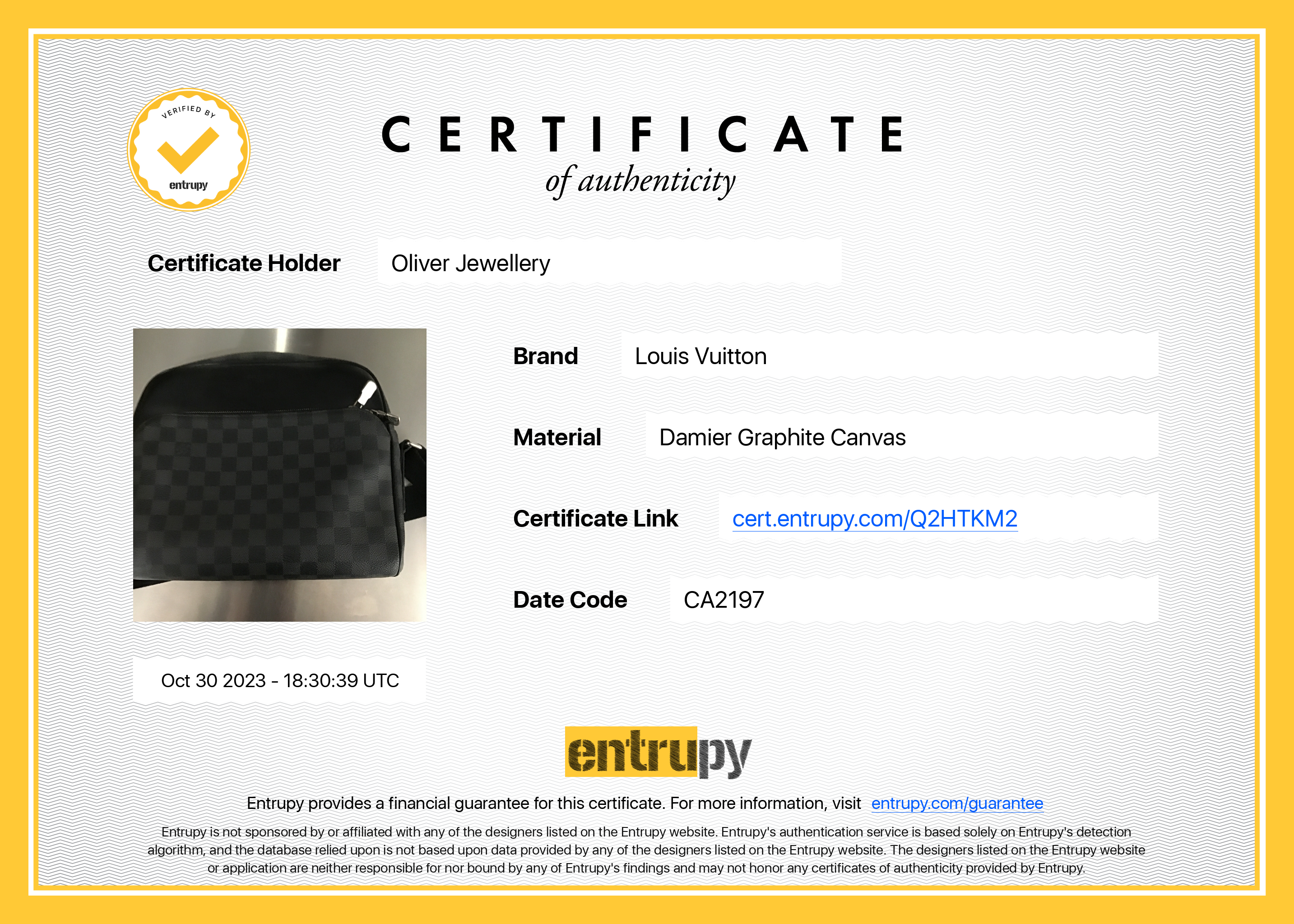 Louis Vuitton Damier Graphite Dayton Reporter PM