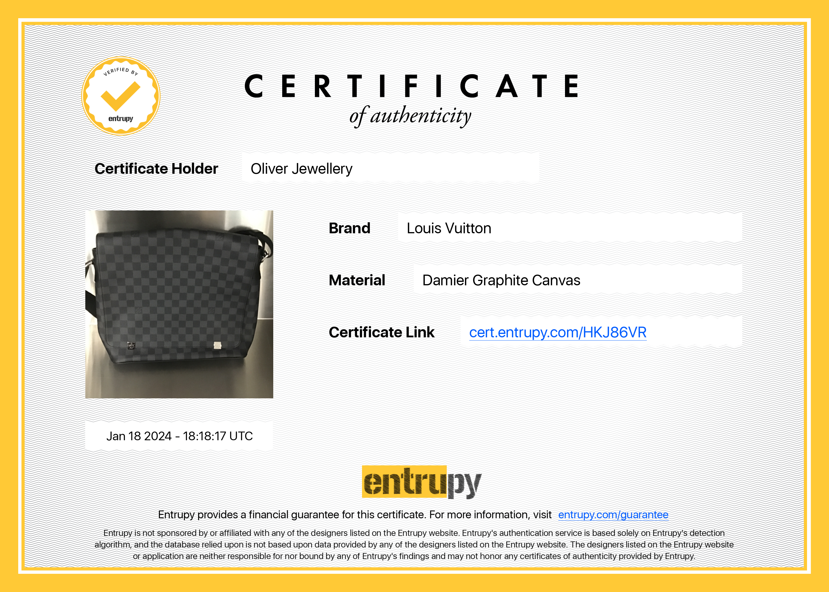 Louis Vuitton Damier Graphite District MM