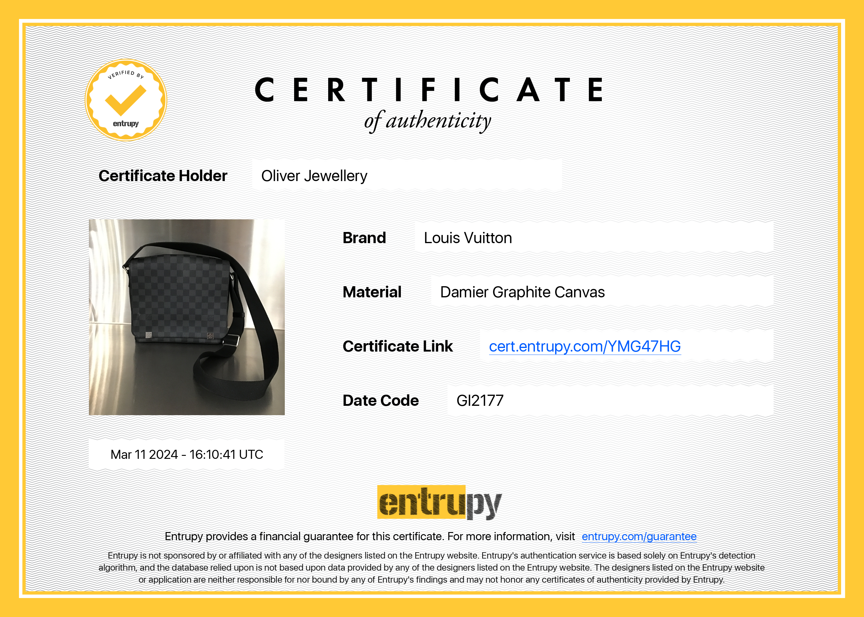 Louis Vuitton Damier Graphite District PM