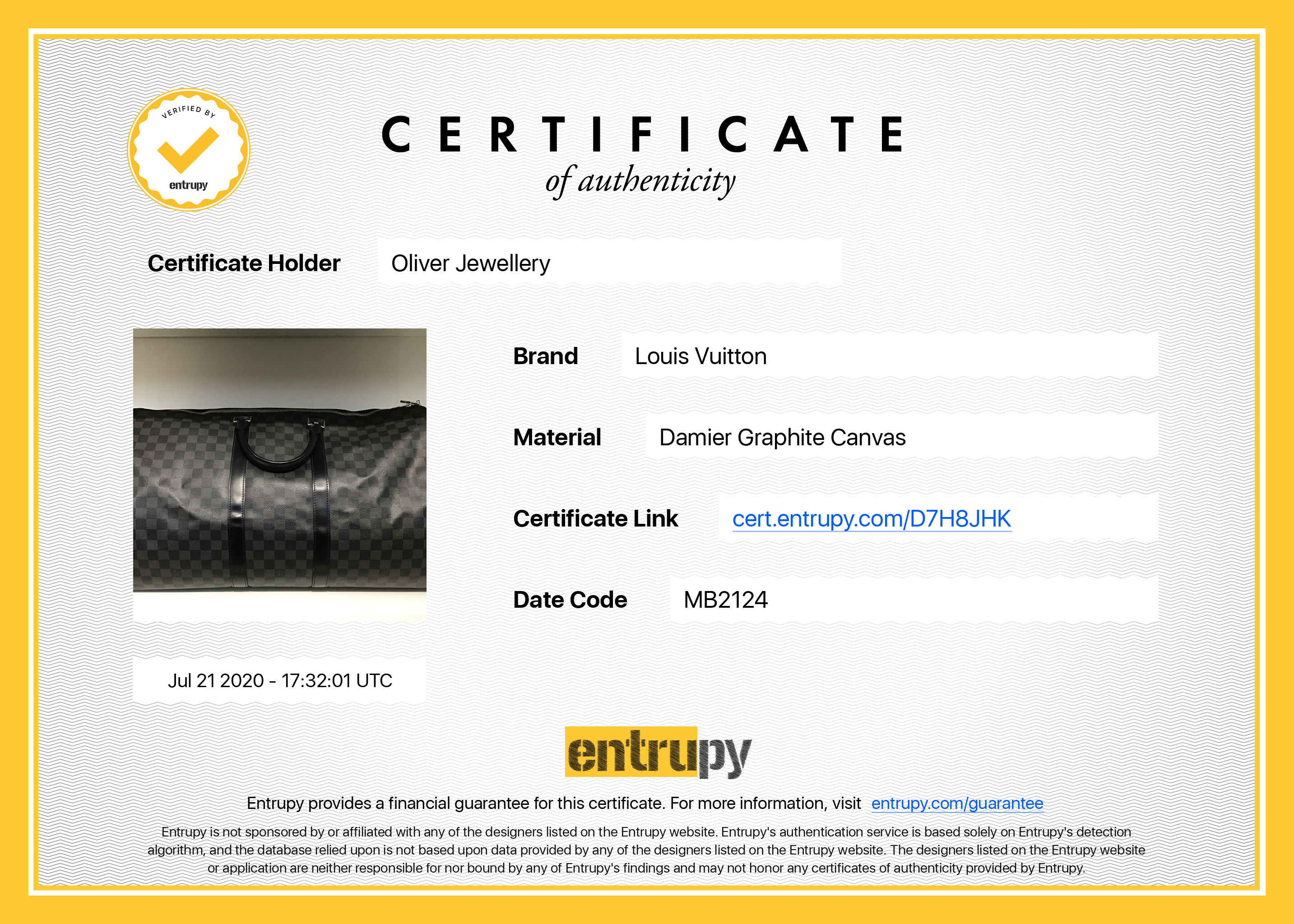 Louis Vuitton Damier Graphite Keepall Bandouliere 55