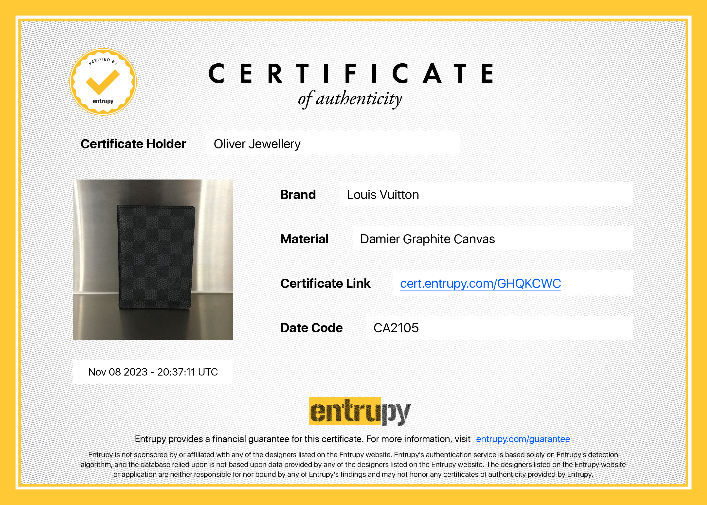 Louis Vuitton Damier Graphite Passport Cover