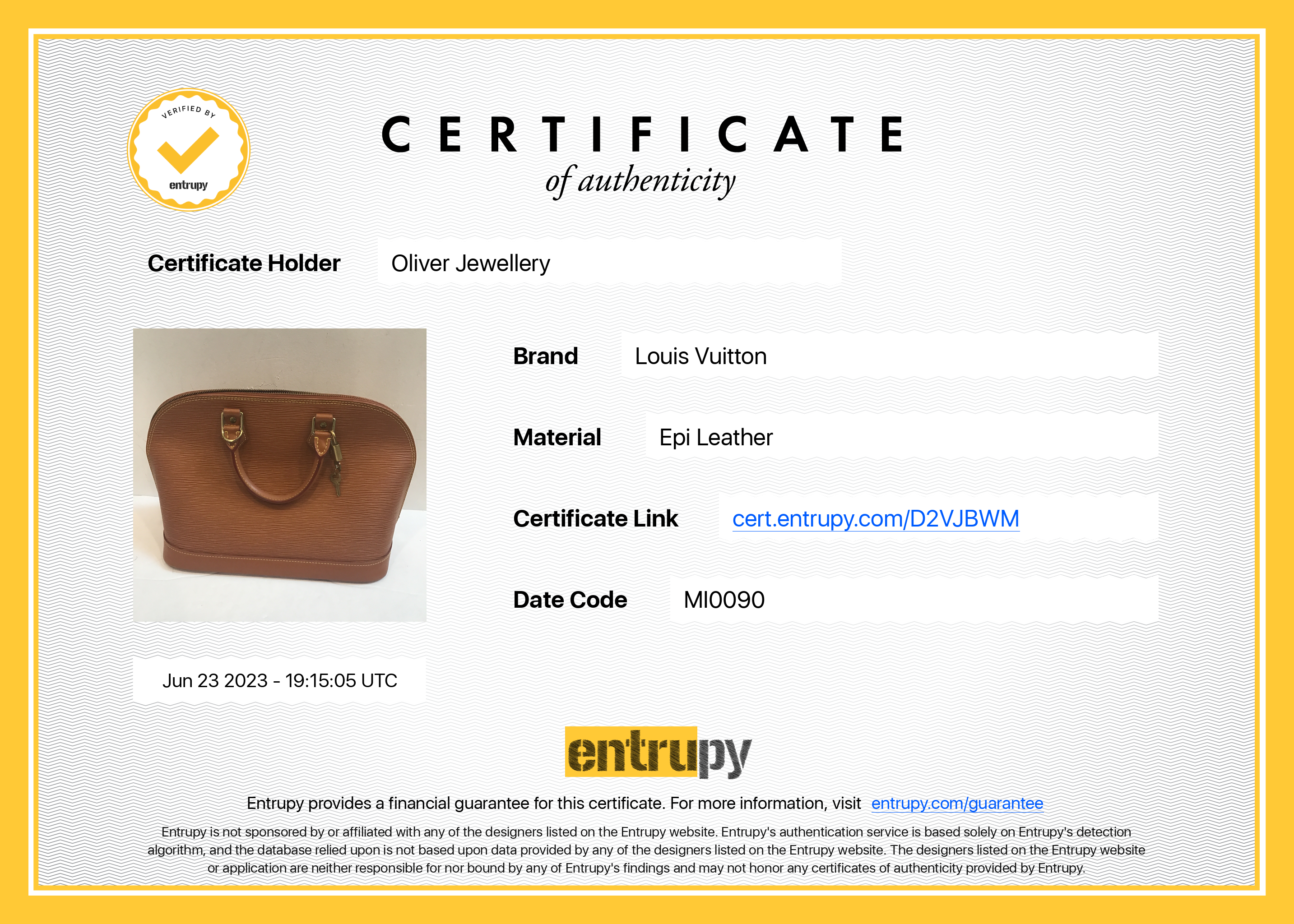 Louis Vuitton Epi Leather Alma PM