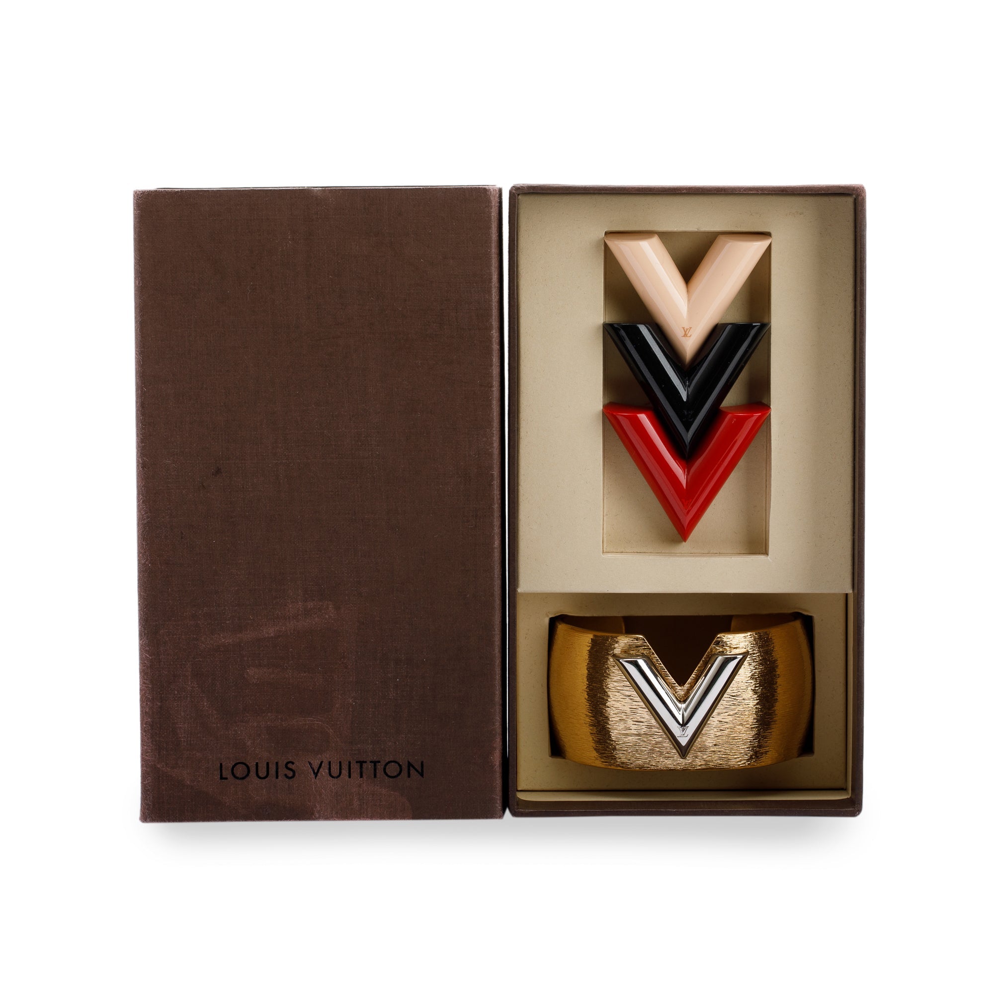 Louis Vuitton Essential V Colorama Cuff Bracelet w/ Box & 3 Interchangeable V's