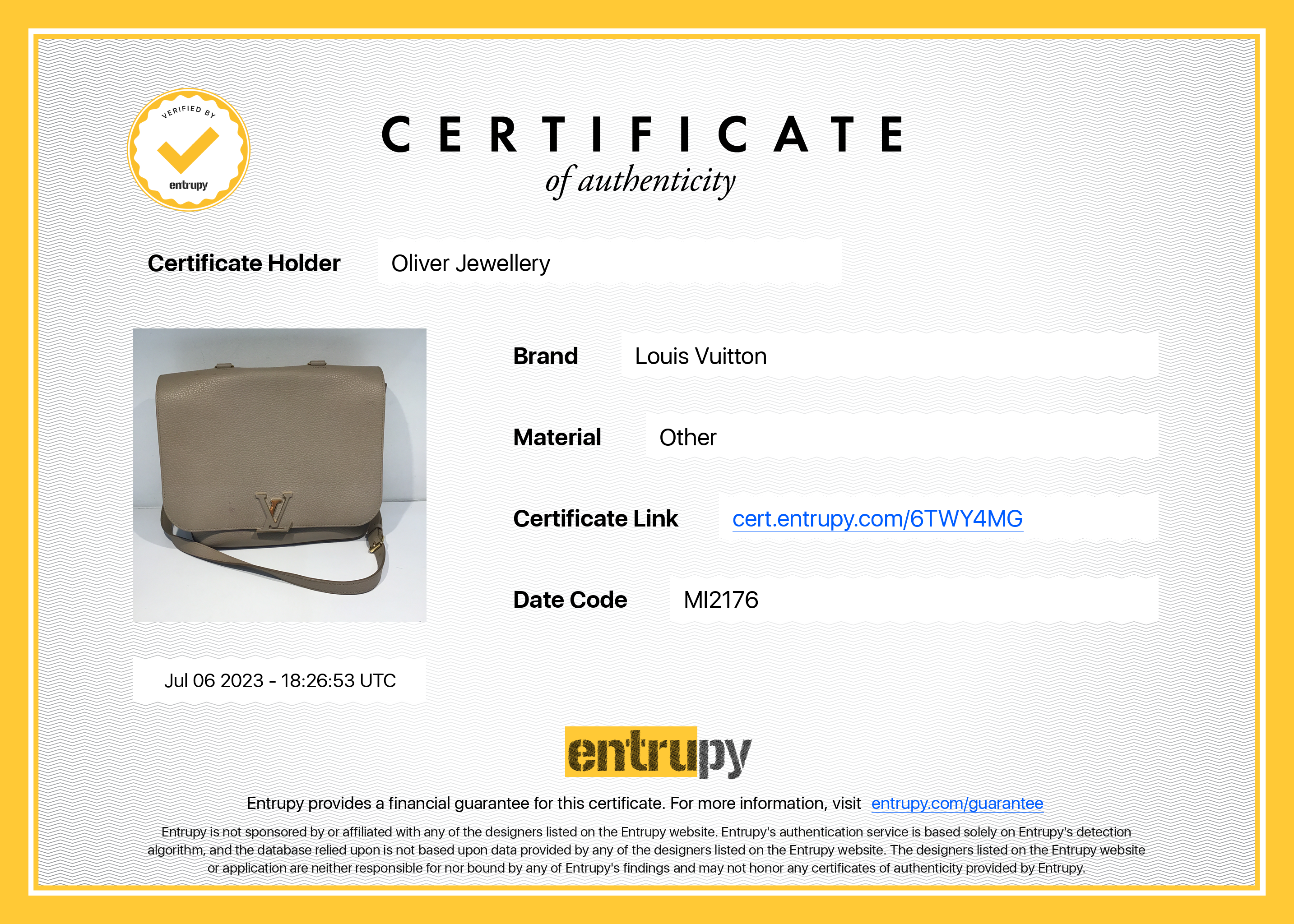 Louis Vuitton Galet Taurillon Leather Volta Bag w/ Strap