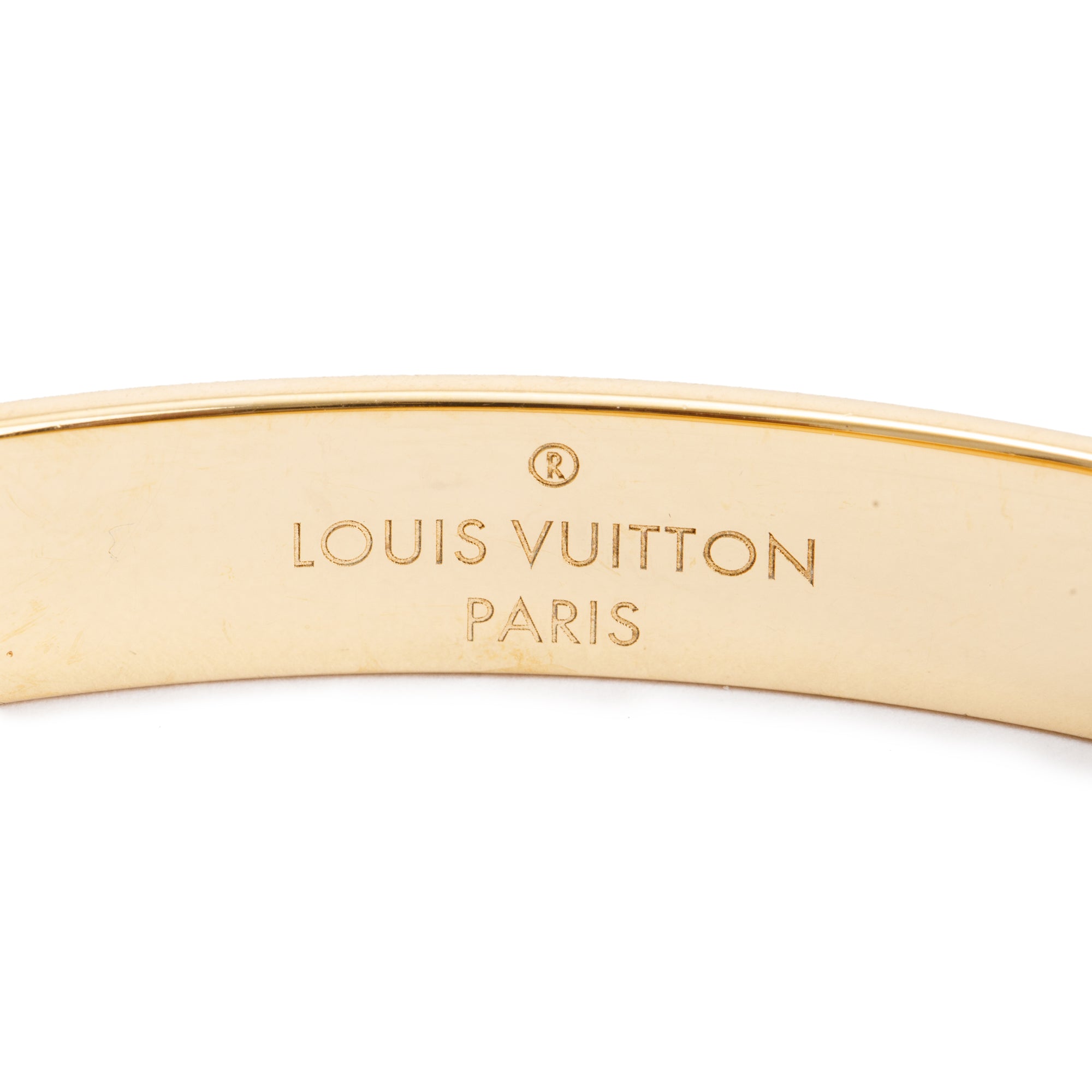 Louis Vuitton Gold Monogram Brass Nanogram Cuff Bracelet