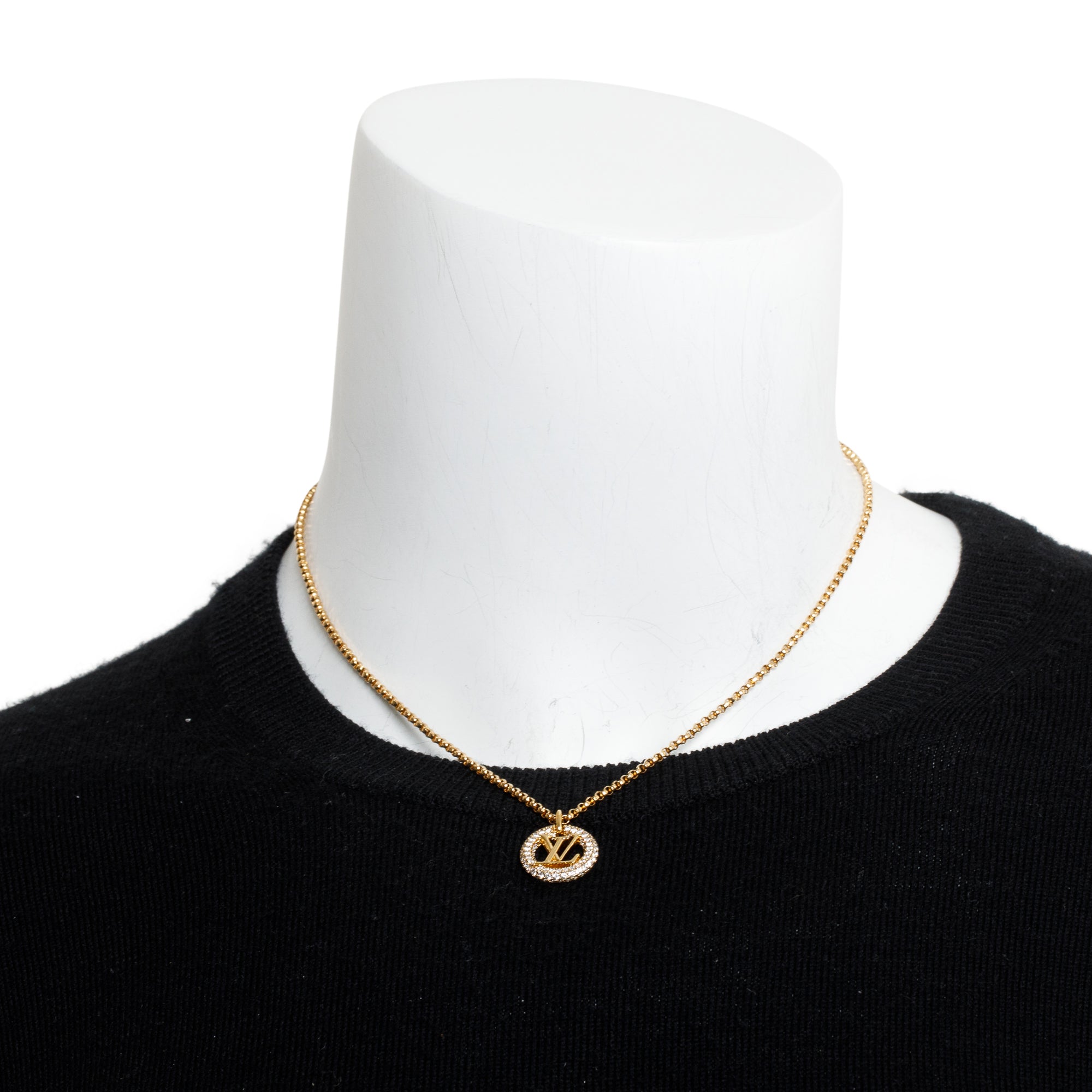 Louis Vuitton Gold Plated Crystal Louise By Night Pendant Necklace w/ Box