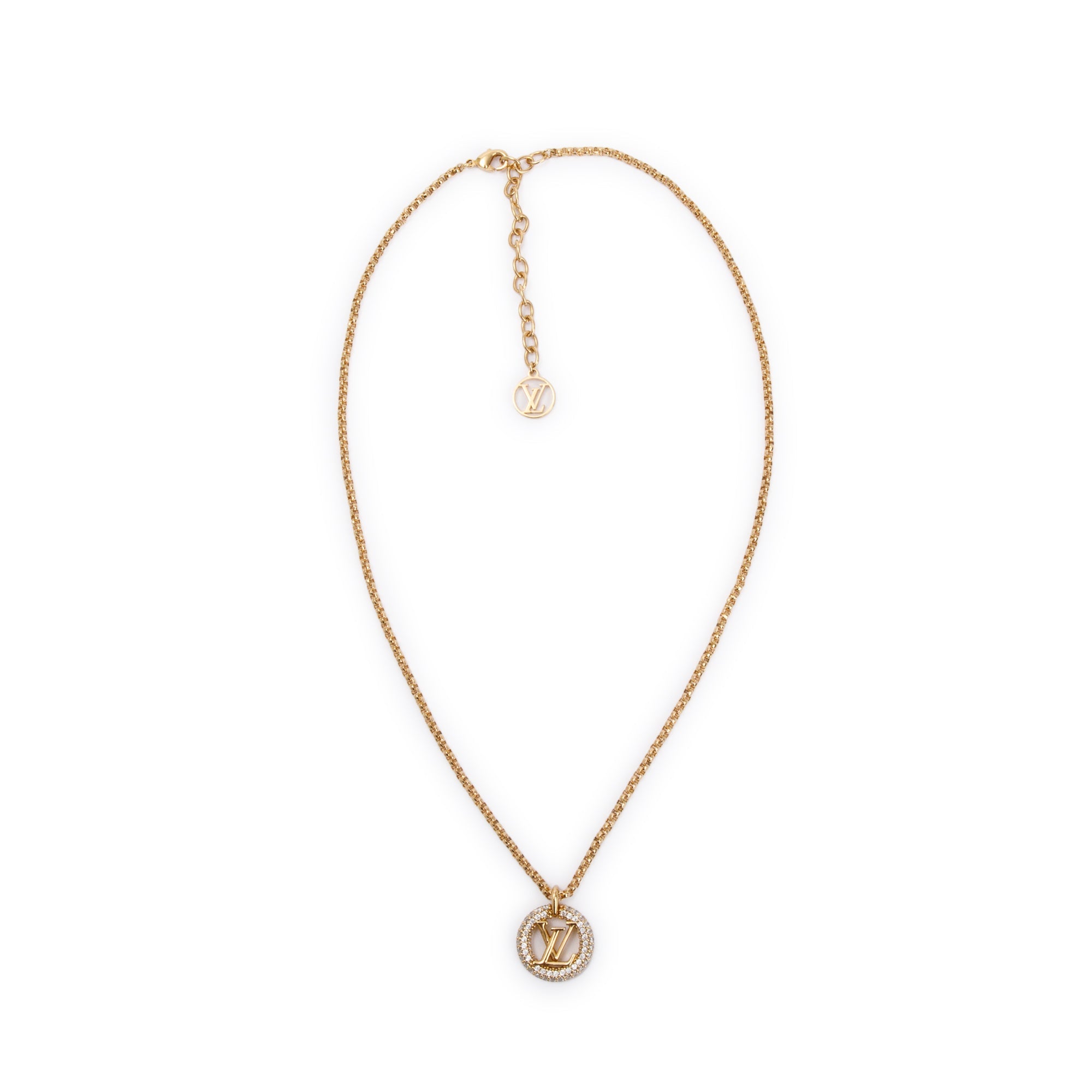 Louis Vuitton Gold Plated Crystal Louise By Night Pendant Necklace w/ Box
