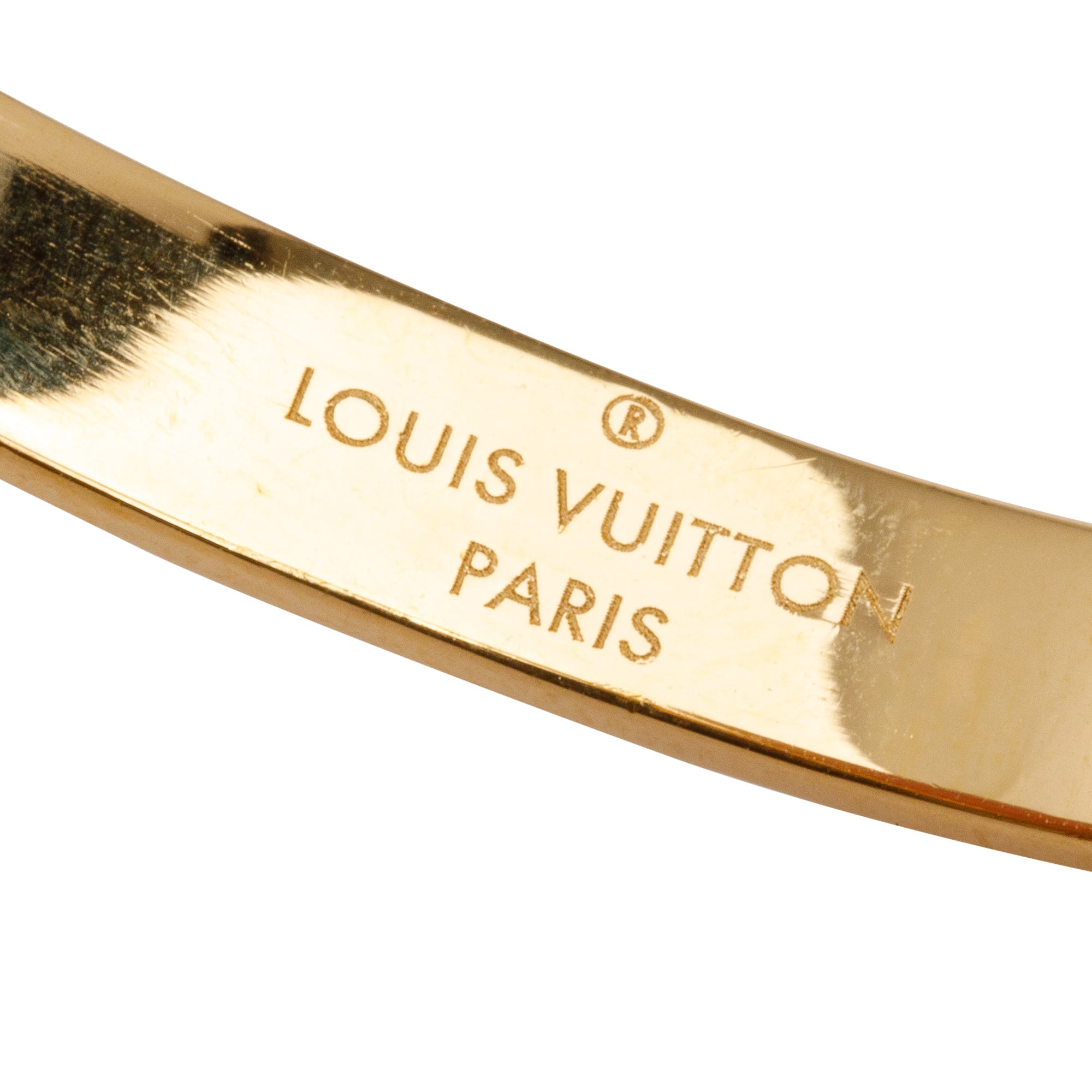 Louis Vuitton Gold-Plated Nanogram Hoop Earrings w/ Box