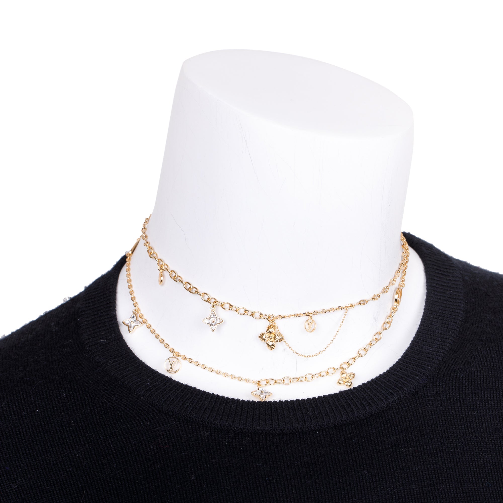 Louis Vuitton Gold-Tone Metal Blooming Strass Necklace