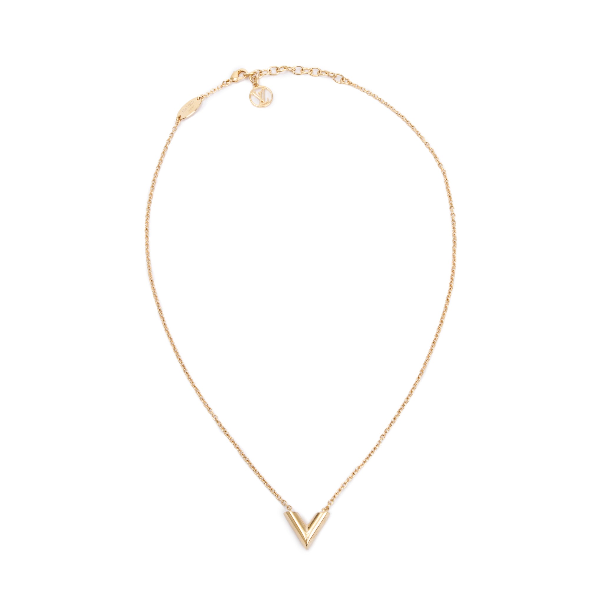 Louis Vuitton Gold-Tone Metal Essential V Pendant Necklace