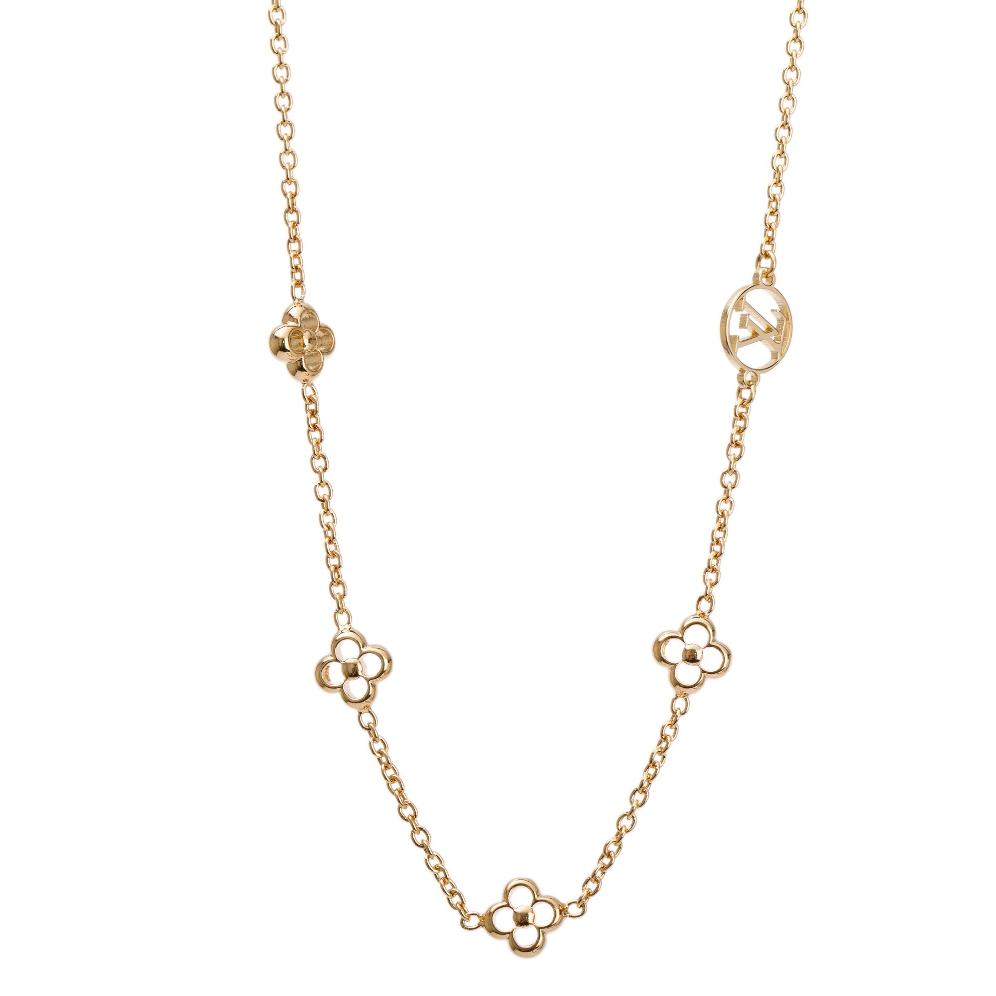 Louis Vuitton Gold-Tone Metal Flower Full Necklace
