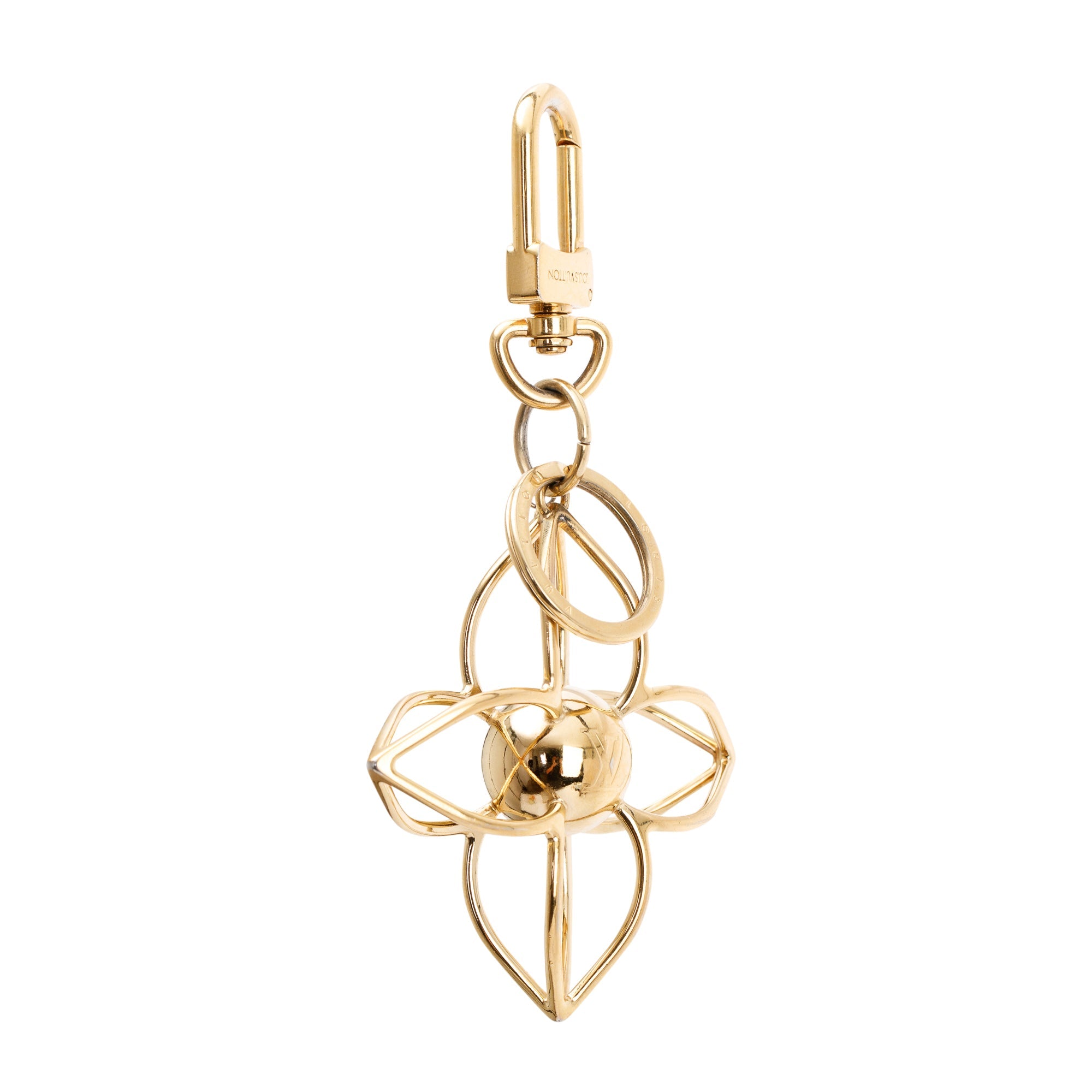Louis Vuitton Gold Tone Metal LV Sphere Key Holder & Bag Charm