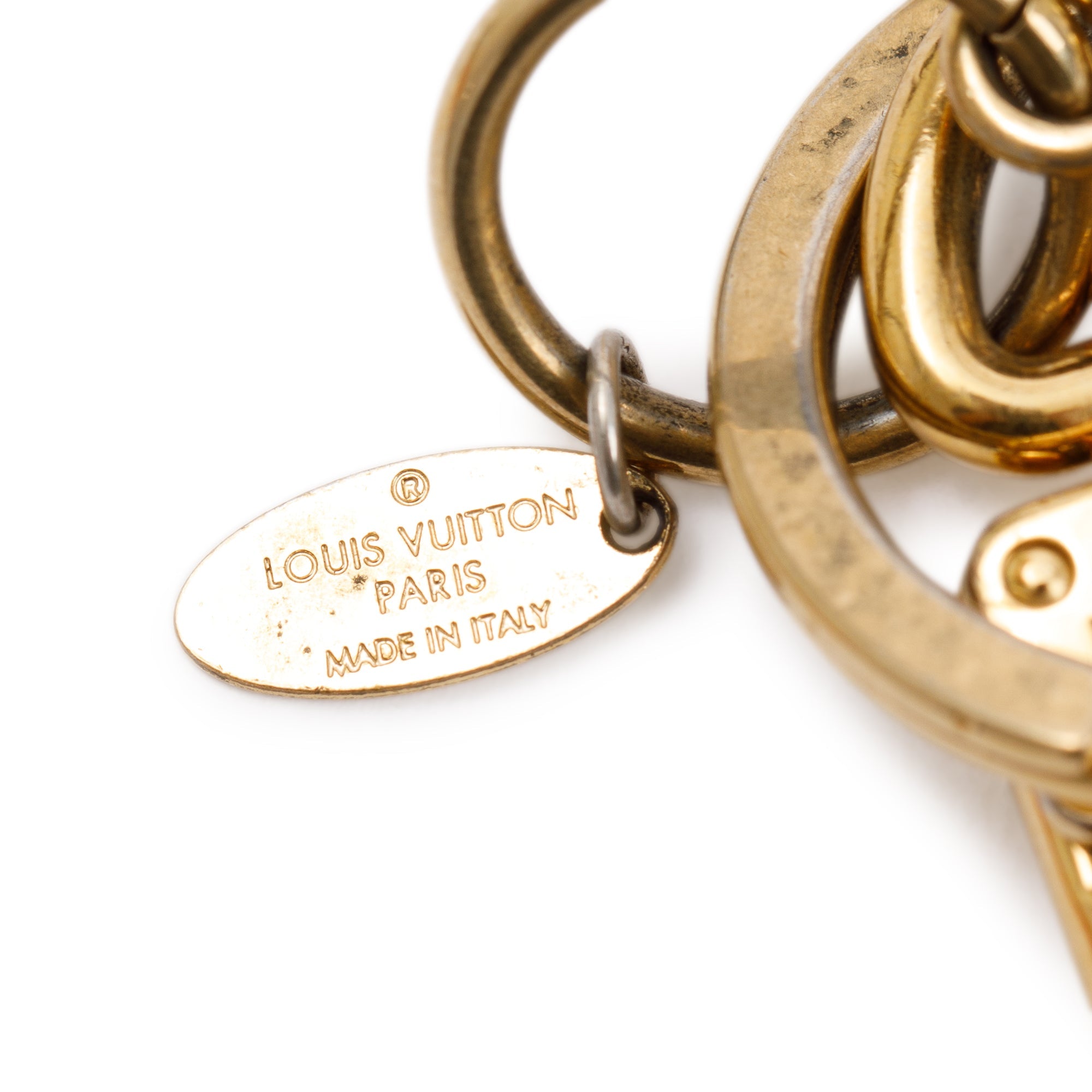 Louis Vuitton Gold Tone Metal LV Sphere Key Holder & Bag Charm