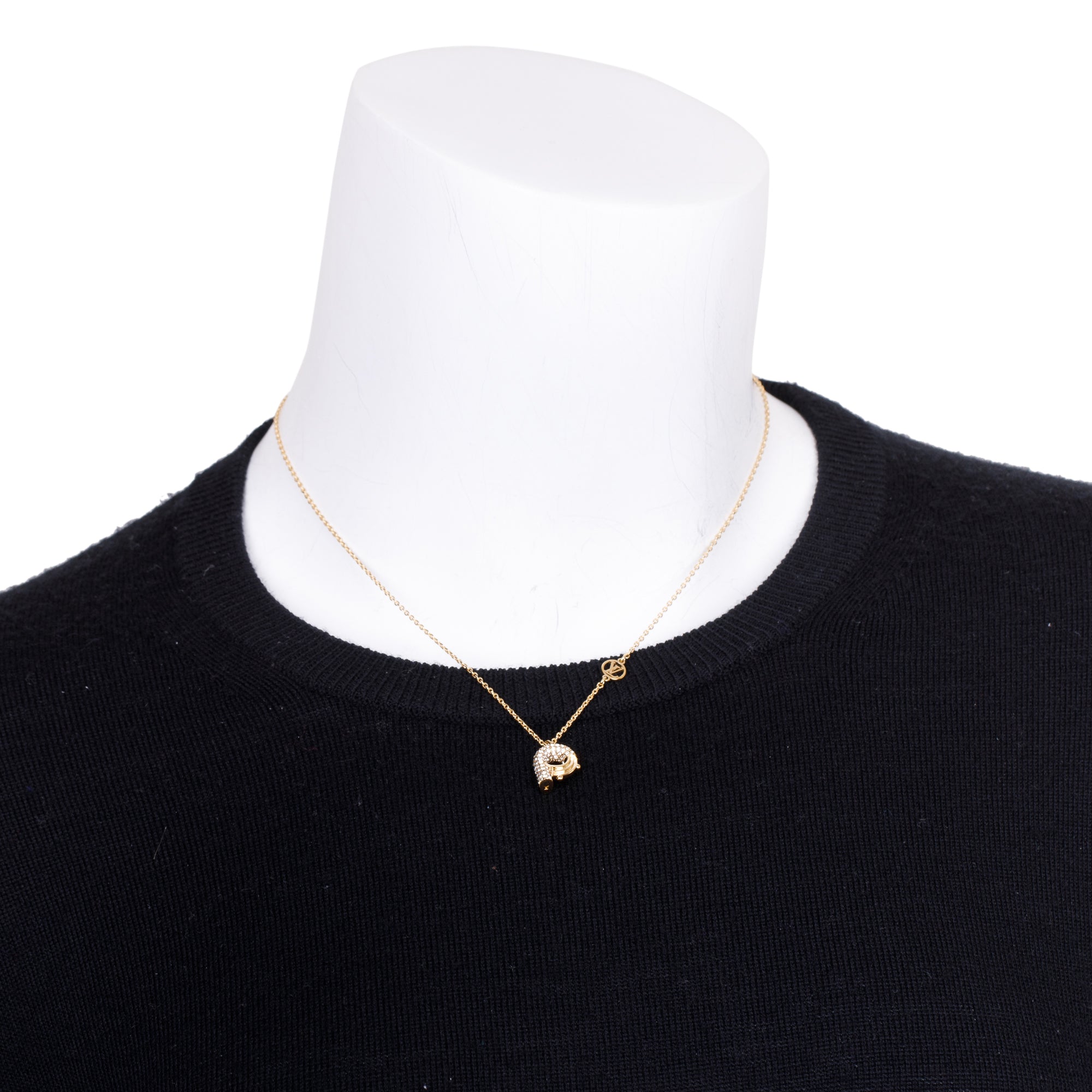 Louis Vuitton Gold-Tone Metal & Strass LV & Me Letter "P" Pendant Necklace