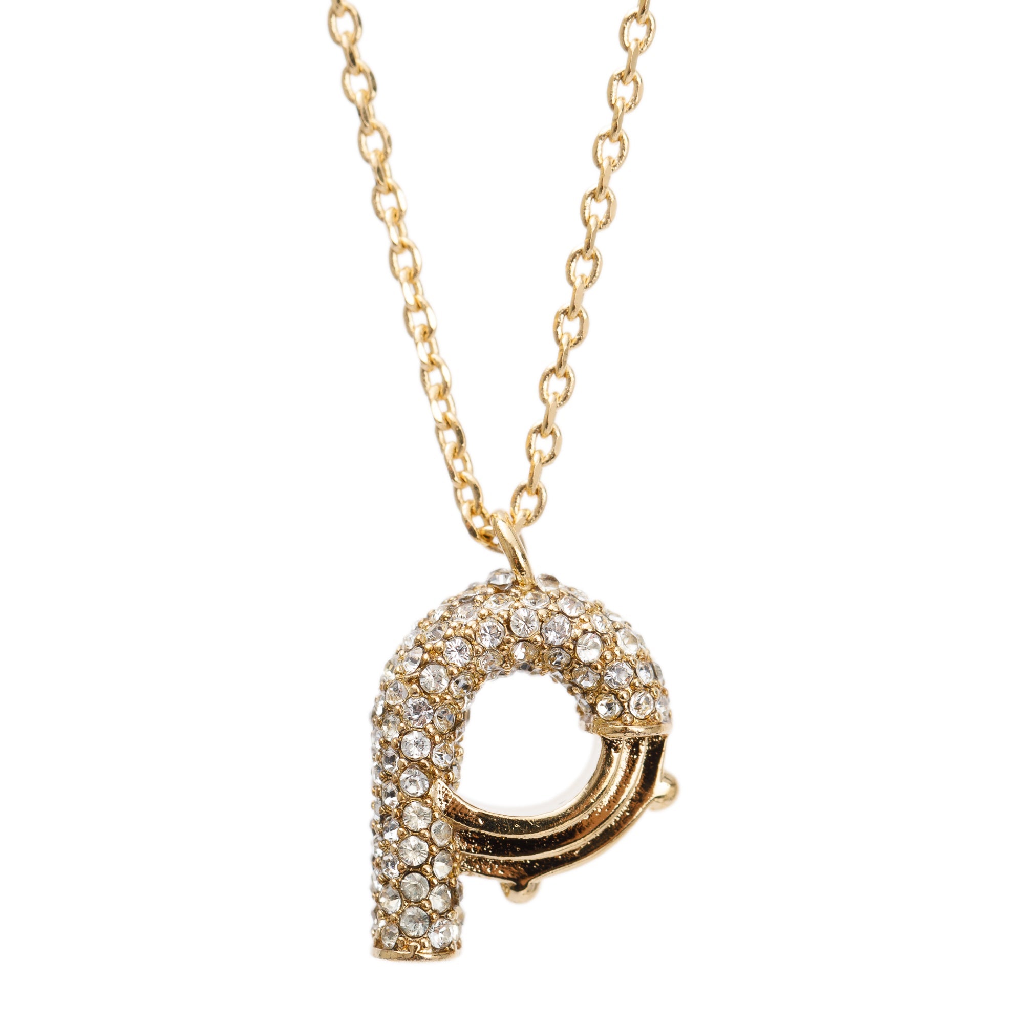 Louis Vuitton Gold-Tone Metal & Strass LV & Me Letter "P" Pendant Necklace