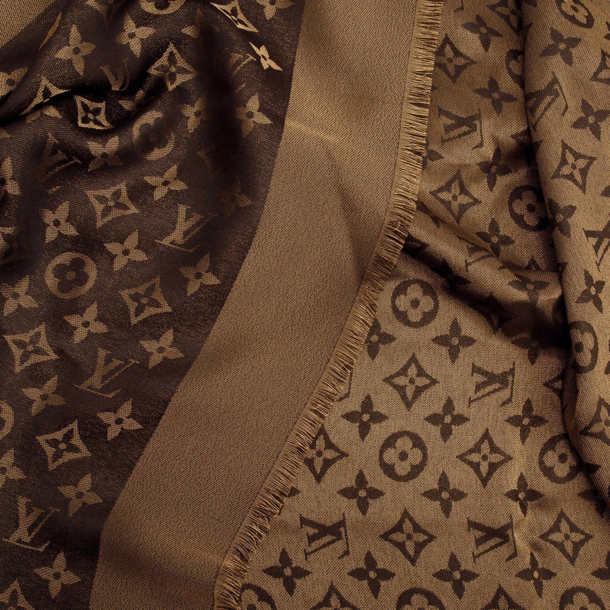 Louis Vuitton Gold/Brown Monogram Shine Shawl Scarf