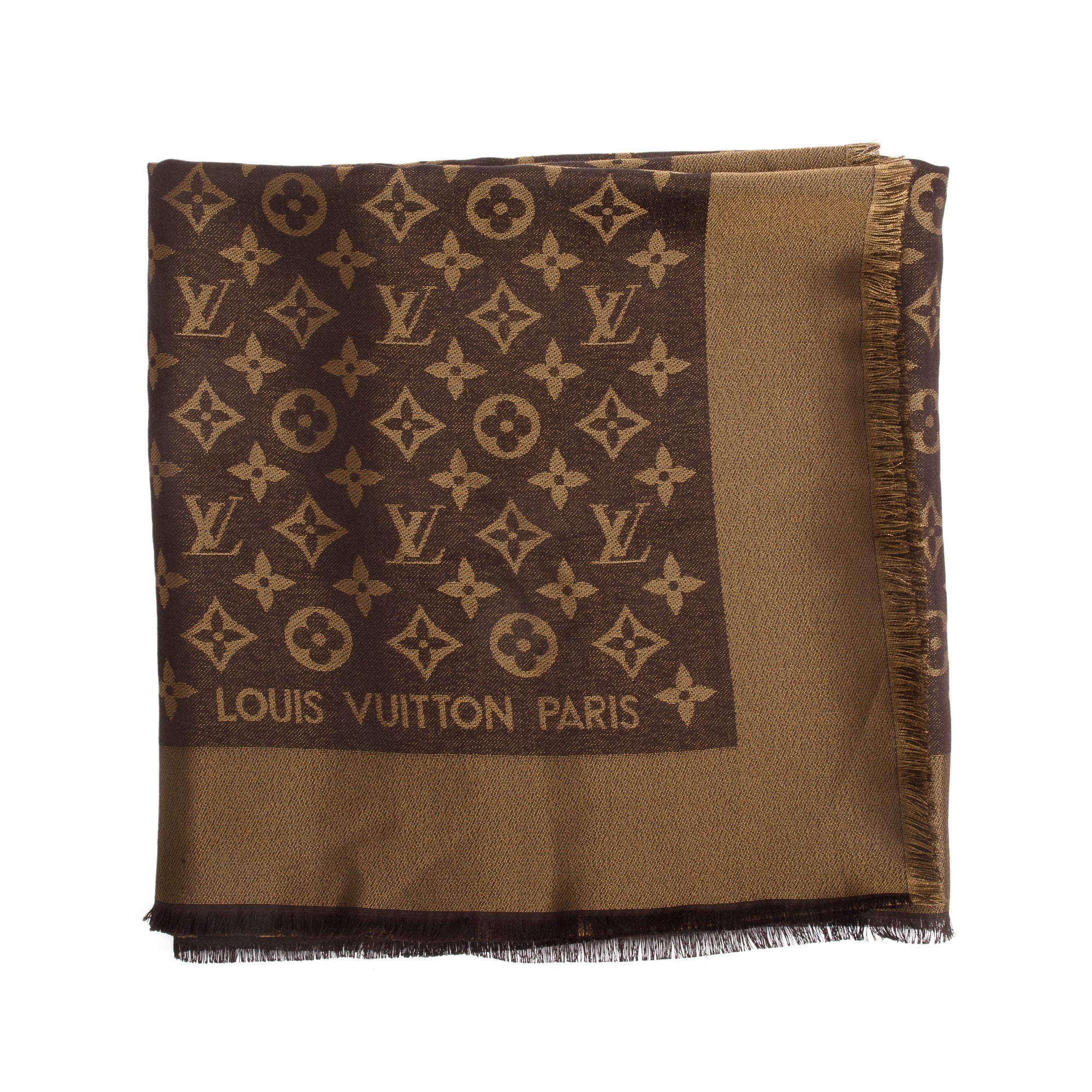 Louis Vuitton Gold/Brown Monogram Shine Shawl Scarf