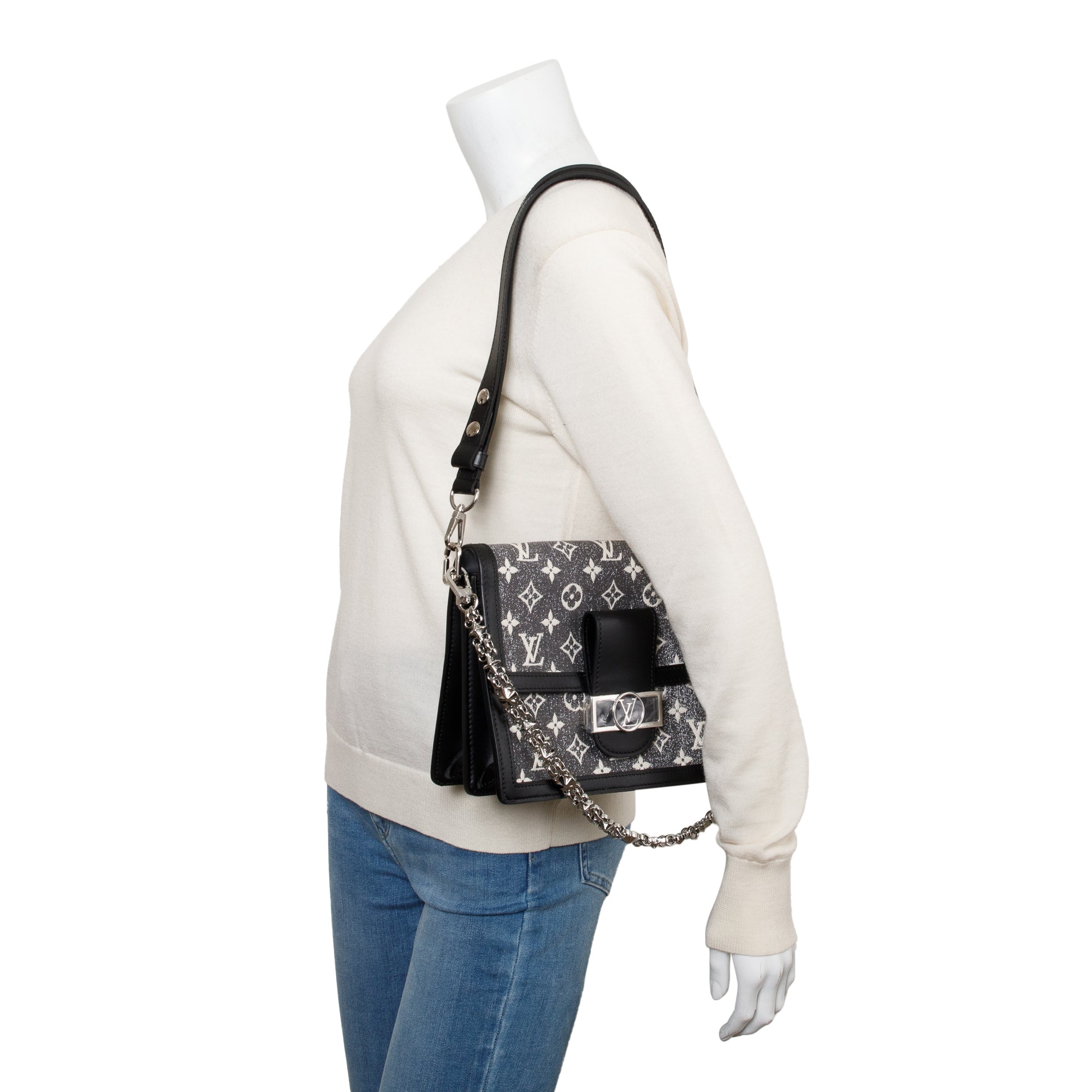 Louis Vuitton Grey Monogram Jacquard Denim Dauphine MM w/ Straps