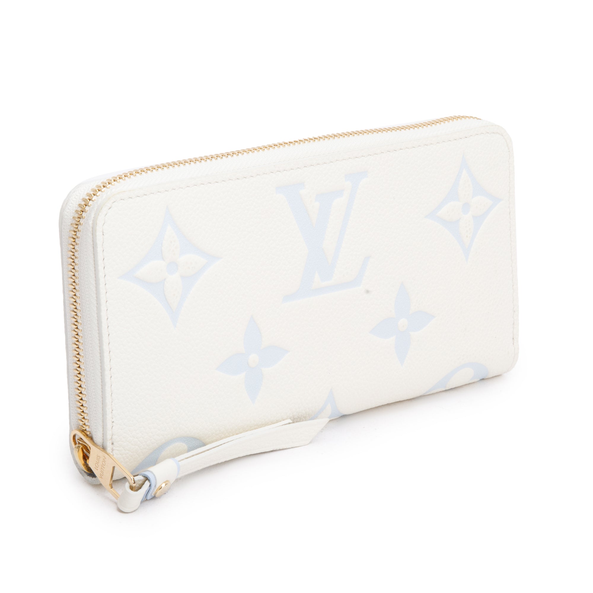 Louis Vuitton Latte/Candy Blue Monogram Giant Bicolor Empreinte Leather Zippy Wallet