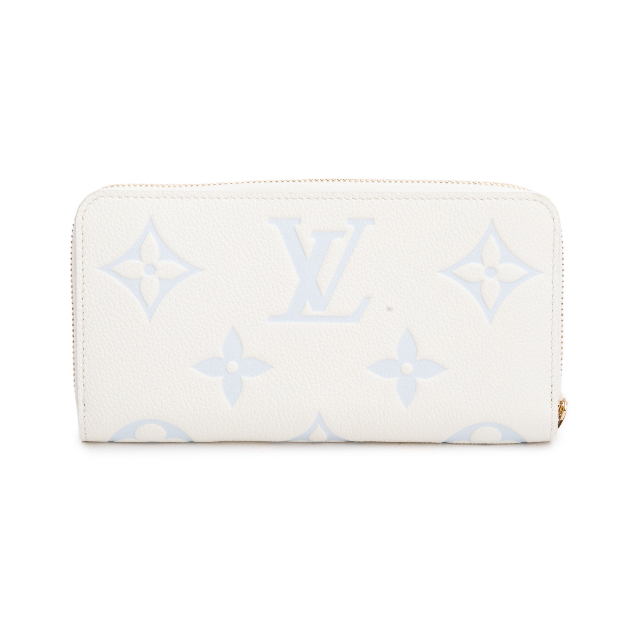 Louis Vuitton Latte/Candy Blue Monogram Giant Bicolor Empreinte Leather Zippy Wallet