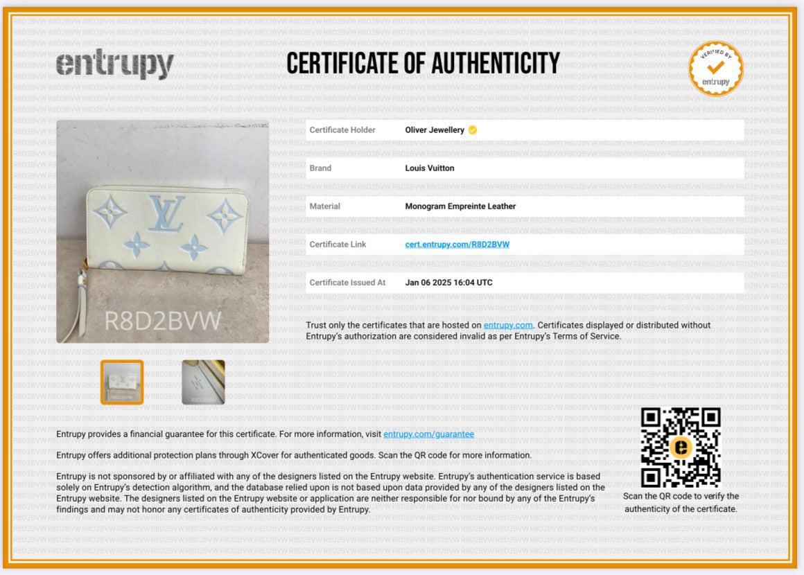 Louis Vuitton Latte/Candy Blue Monogram Giant Bicolor Empreinte Leather Zippy Wallet