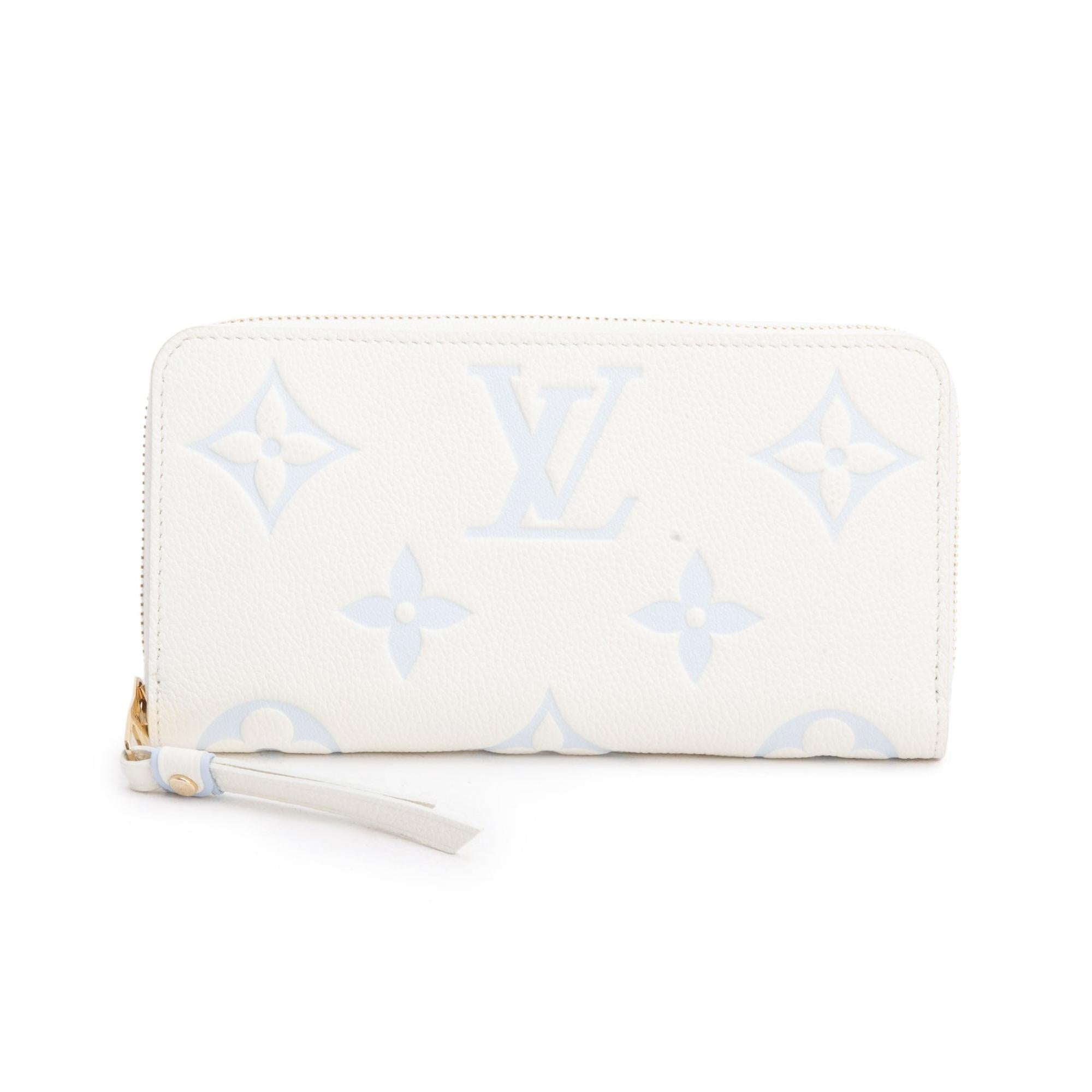 Louis Vuitton Latte/Candy Blue Monogram Giant Bicolor Empreinte Leather Zippy Wallet