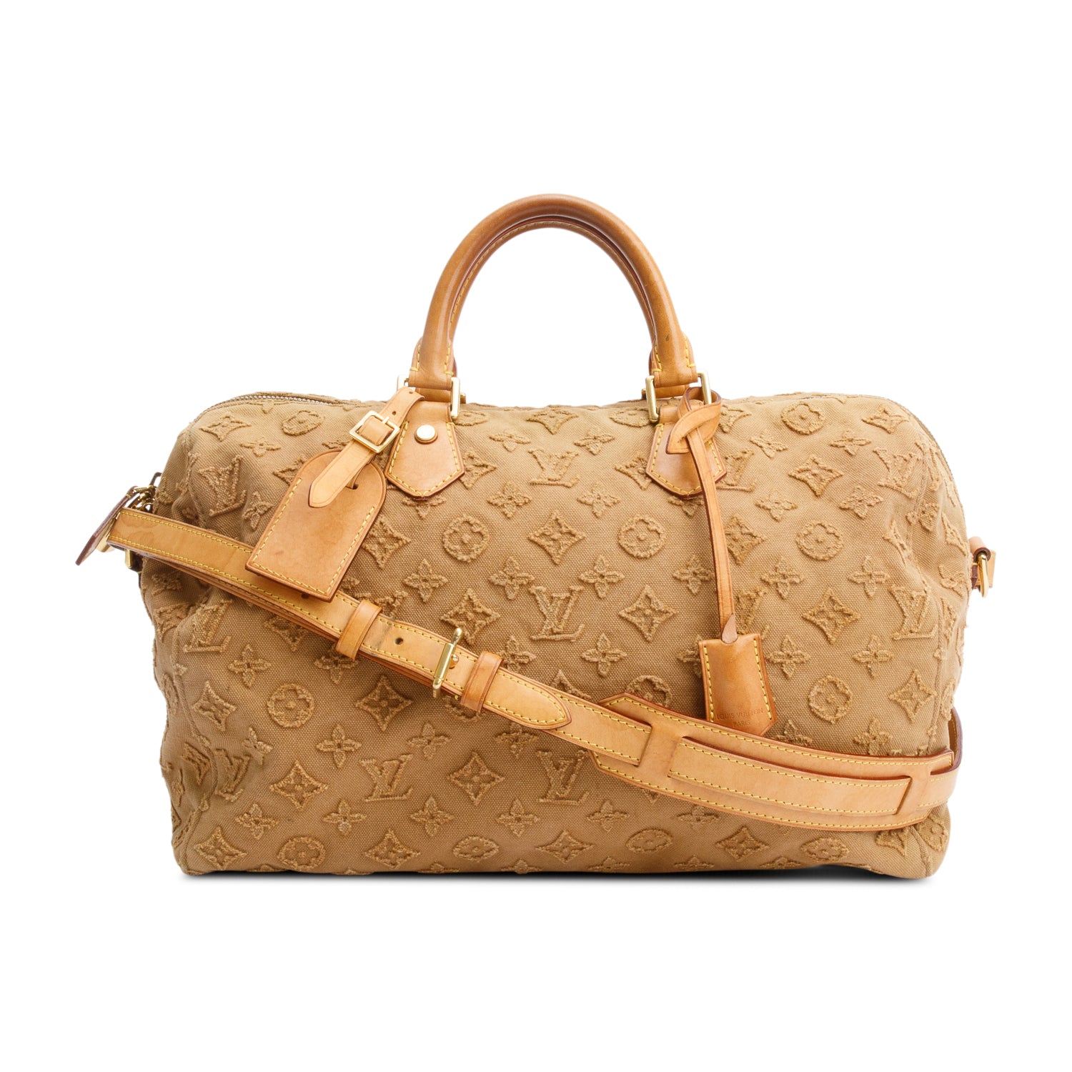 Louis Vuitton Limited Edition Brown Monogram Denim Stone Speedy Bandouliere 35