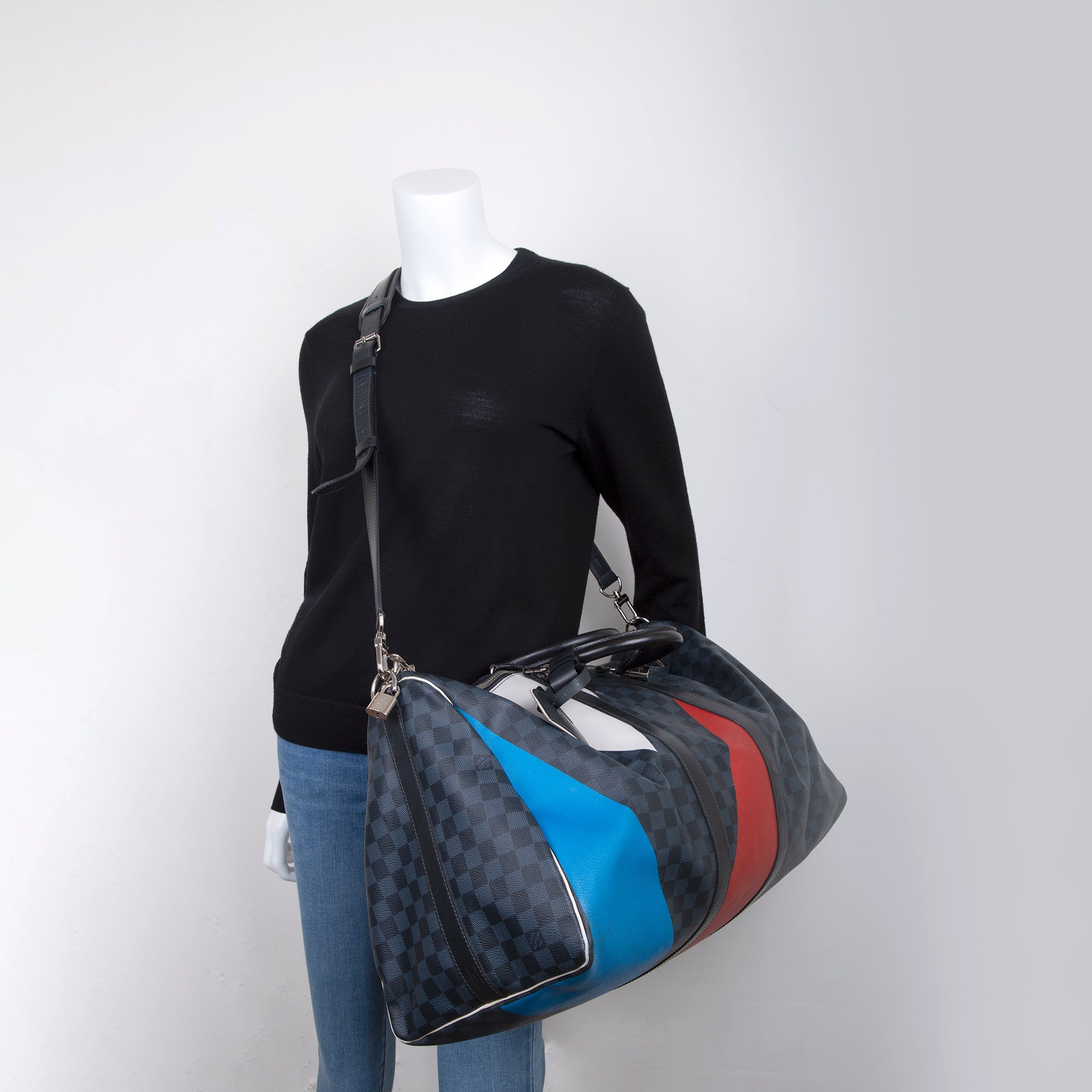 Louis Vuitton Limited Edition Damier Cobalt America's Cup Keepall Bandouliere 55