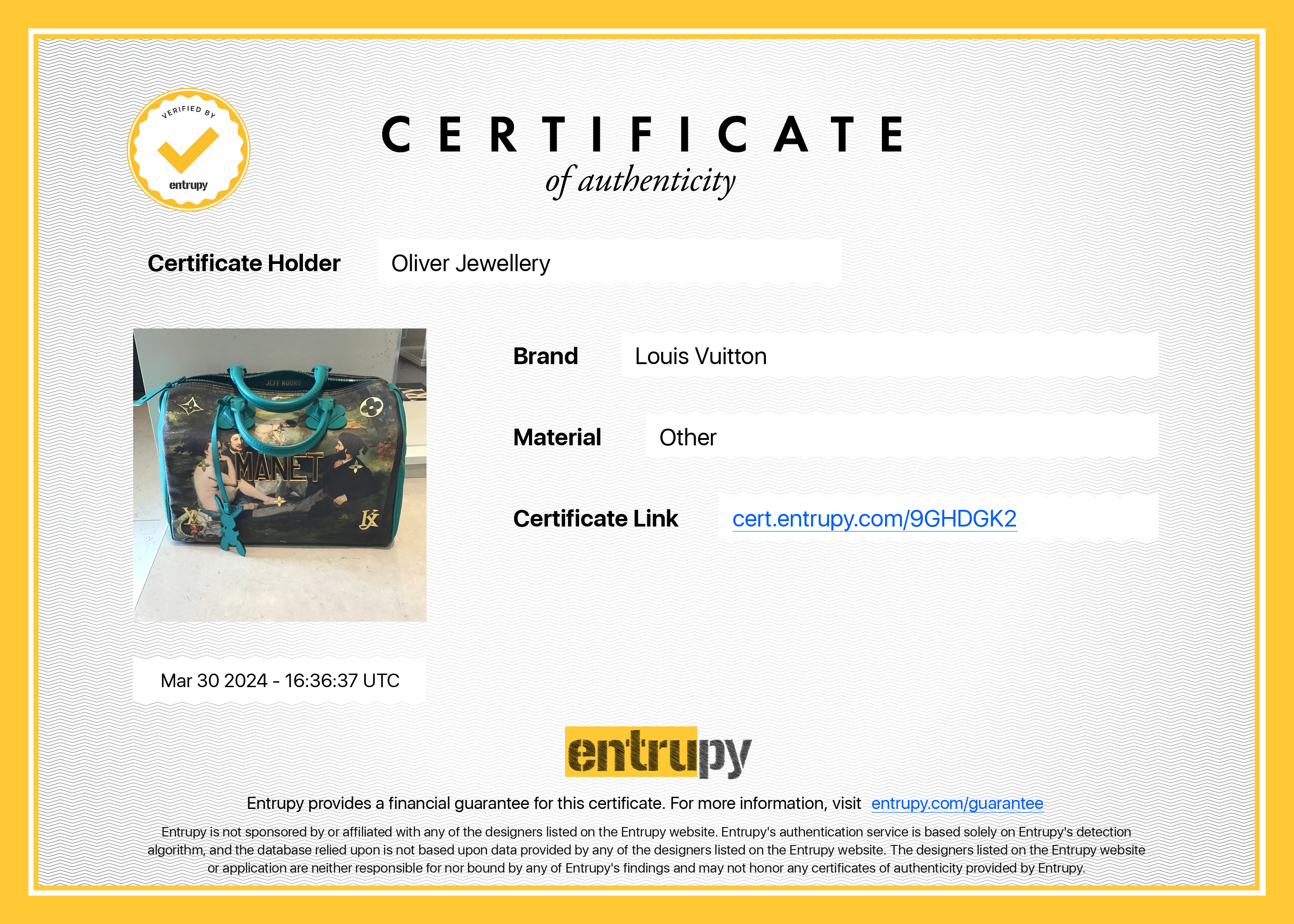 Louis Vuitton Limited Edition x Jeff Koons Masters Manet Speedy 30