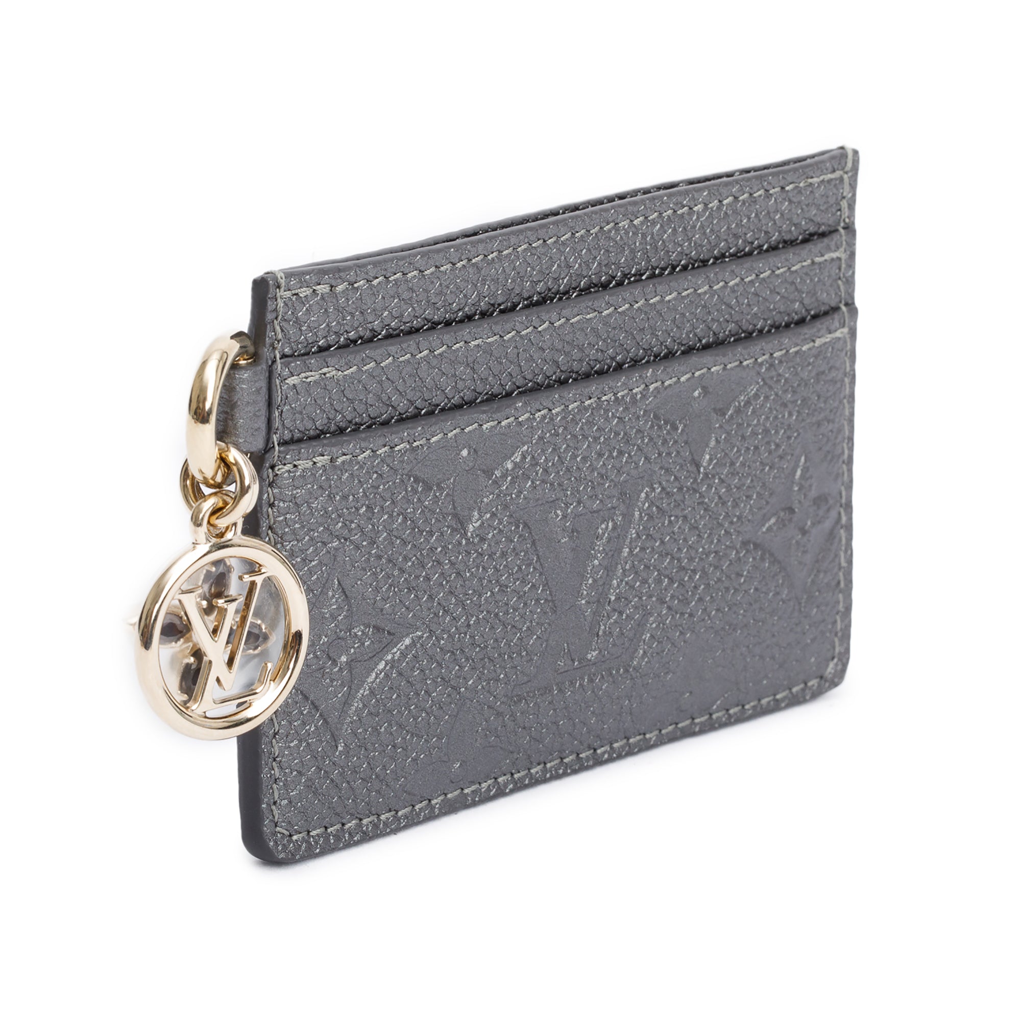 Louis Vuitton Metallic Grey Monogram Empreinte LV Charms Card Holder