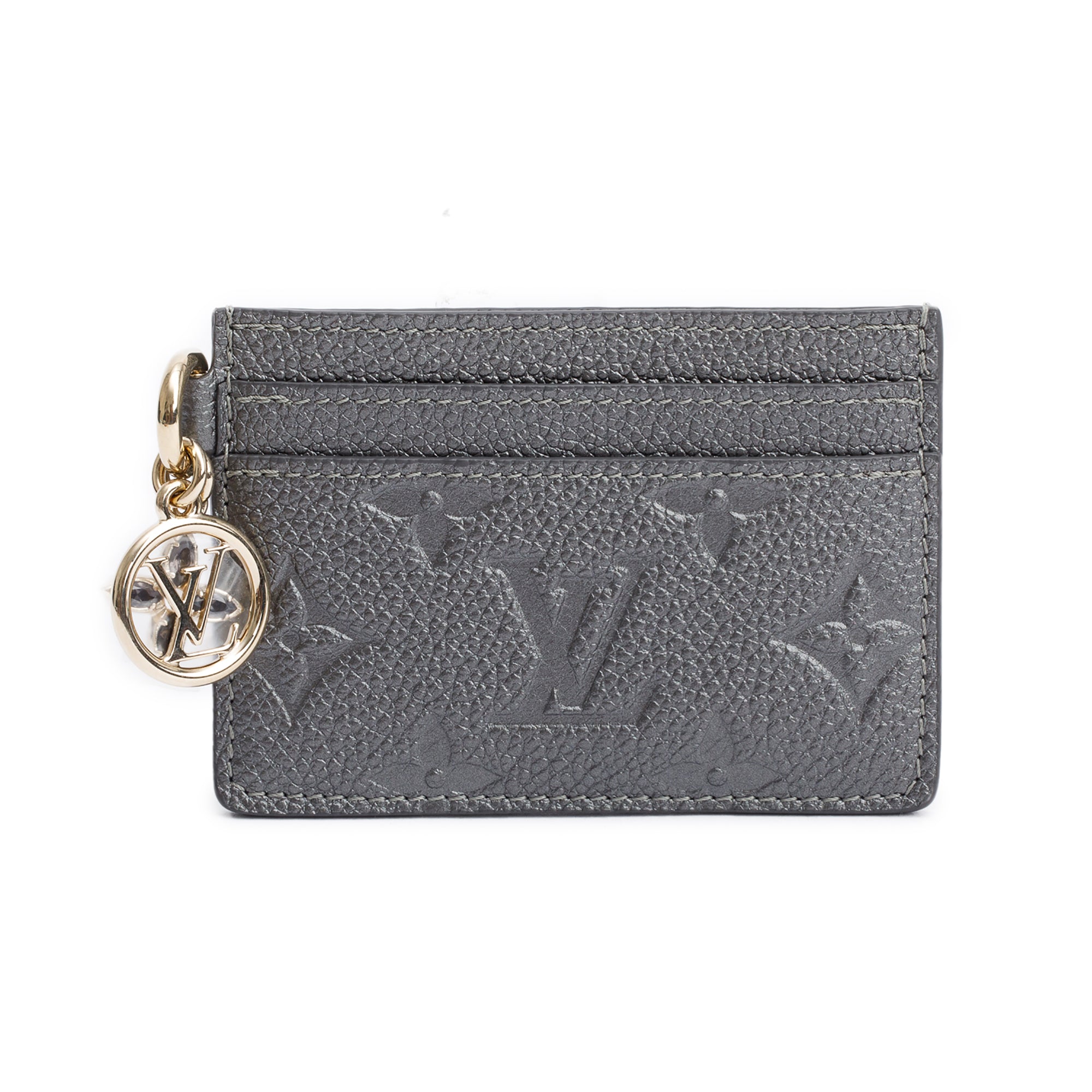 Louis Vuitton Metallic Grey Monogram Empreinte LV Charms Card Holder
