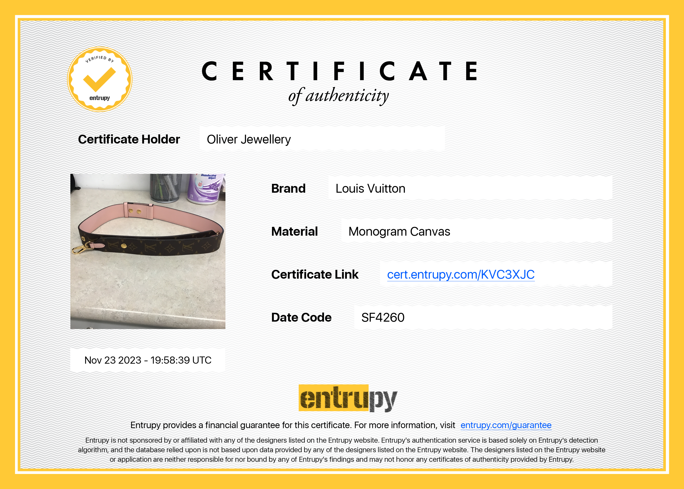 Louis Vuitton Monogram Bandouliere Shoulder Strap w/ Box