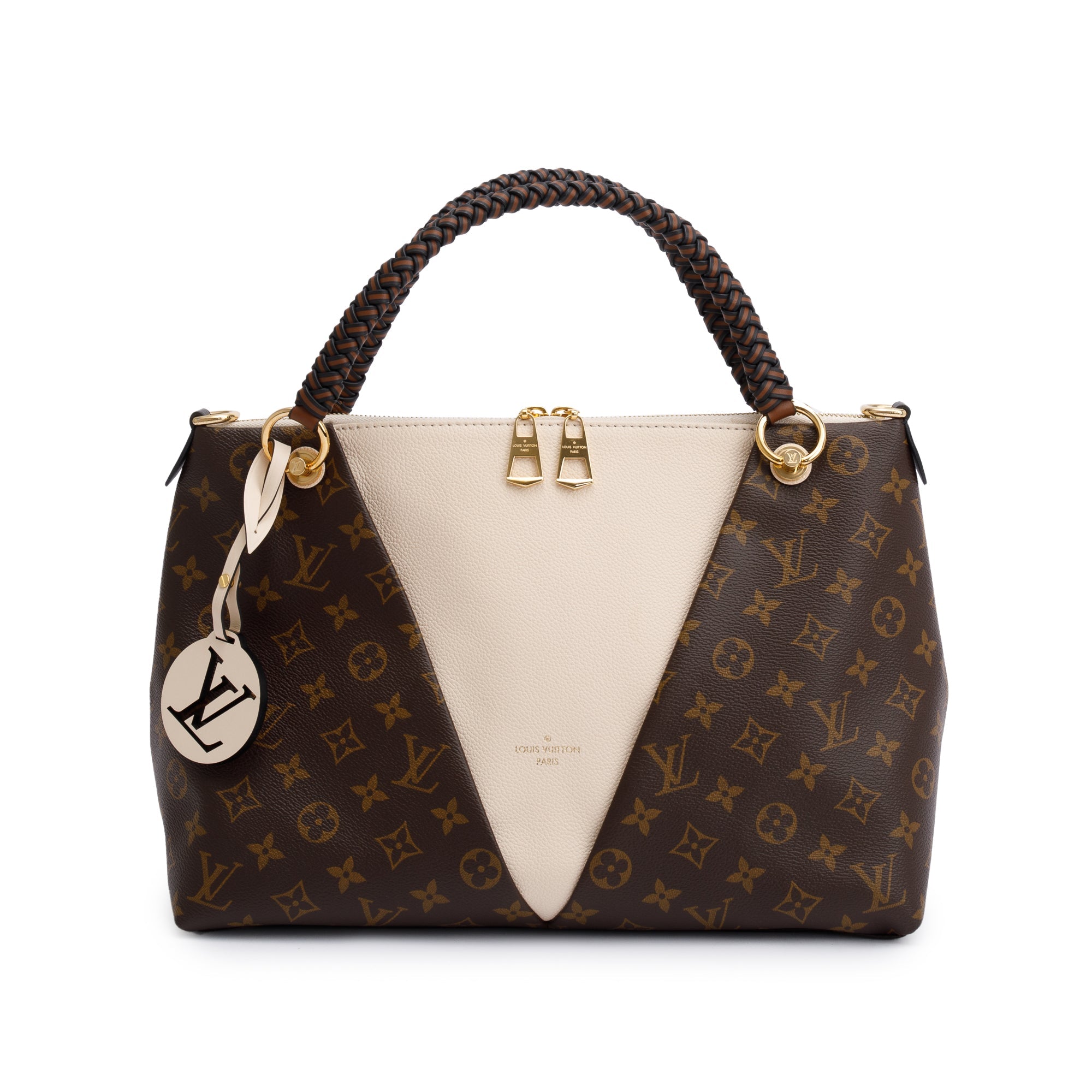 Louis Vuitton Monogram Braided V Tote MM w/ Strap & Box