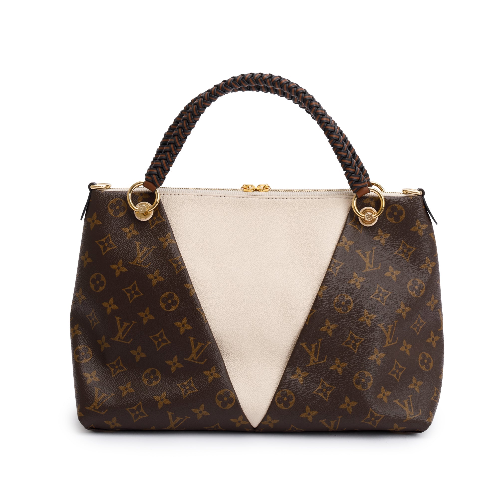 Louis Vuitton Monogram Braided V Tote MM w/ Strap & Box