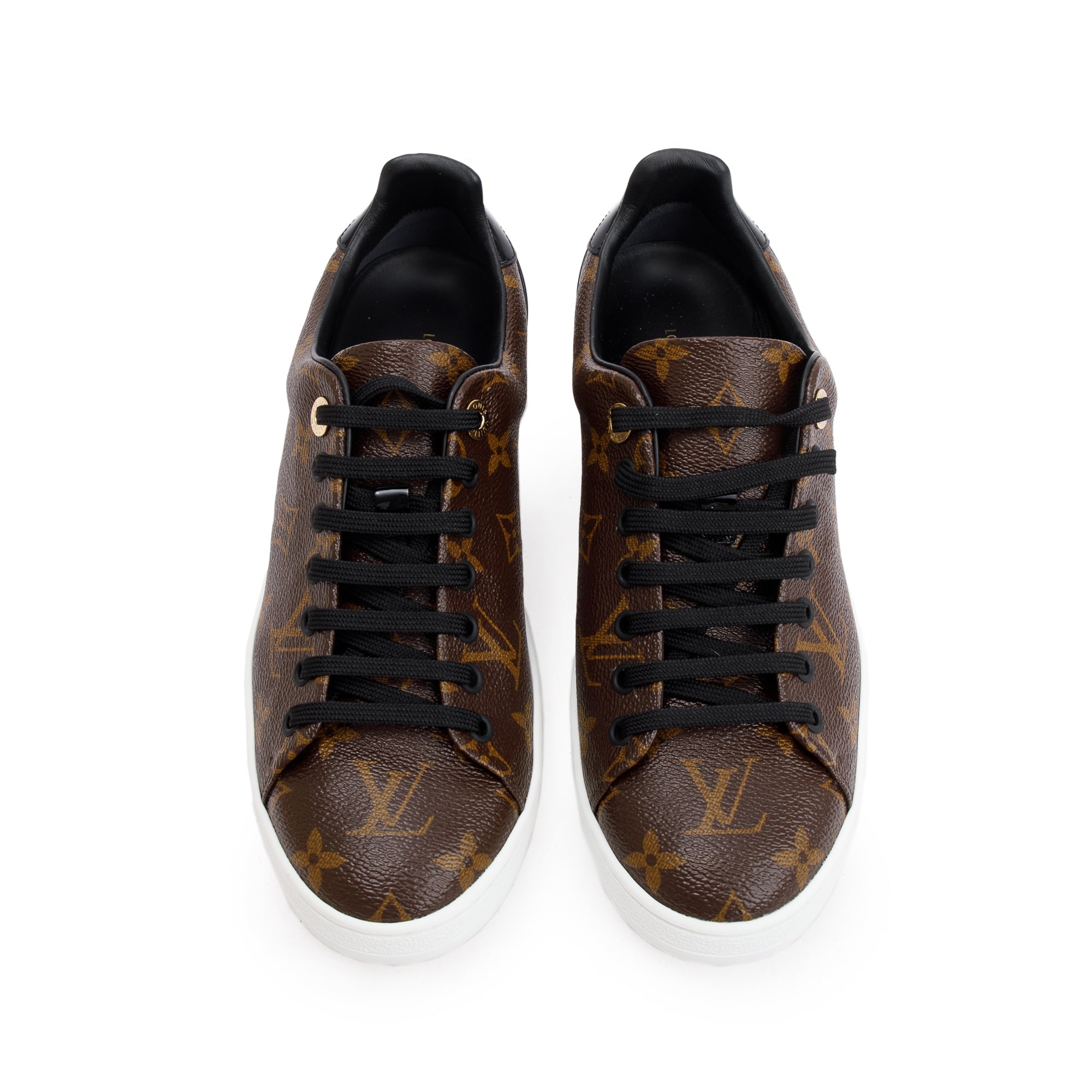 Louis Vuitton Monogram Canvas Black Patent Leather Frontrow Sneakers, Size 39 w/ Box