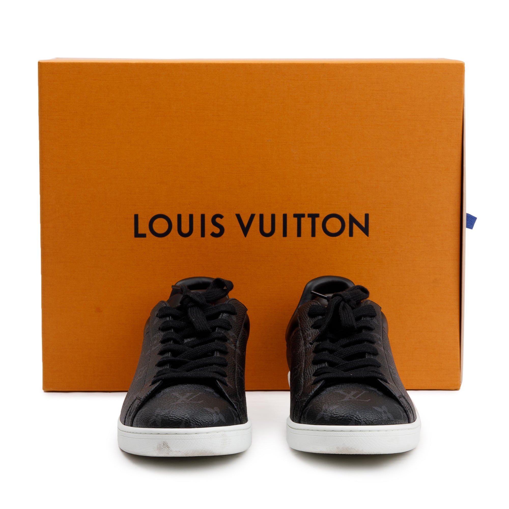 Louis Vuitton Monogram Eclipse Black Leather Luxembourg Men's Sneakers, Size 6.5 w/ Box
