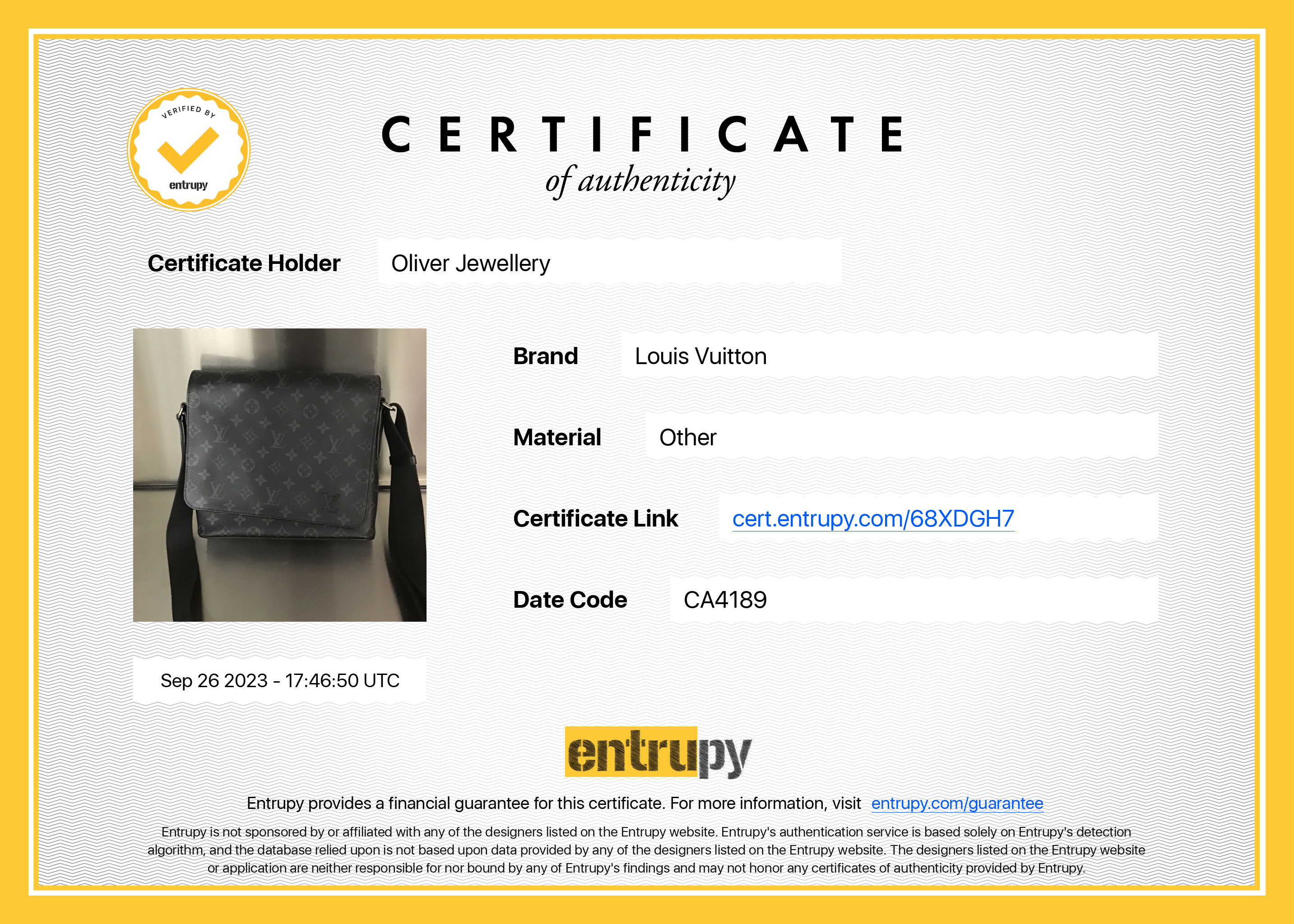 Louis Vuitton Monogram Eclipse District PM w/ Box