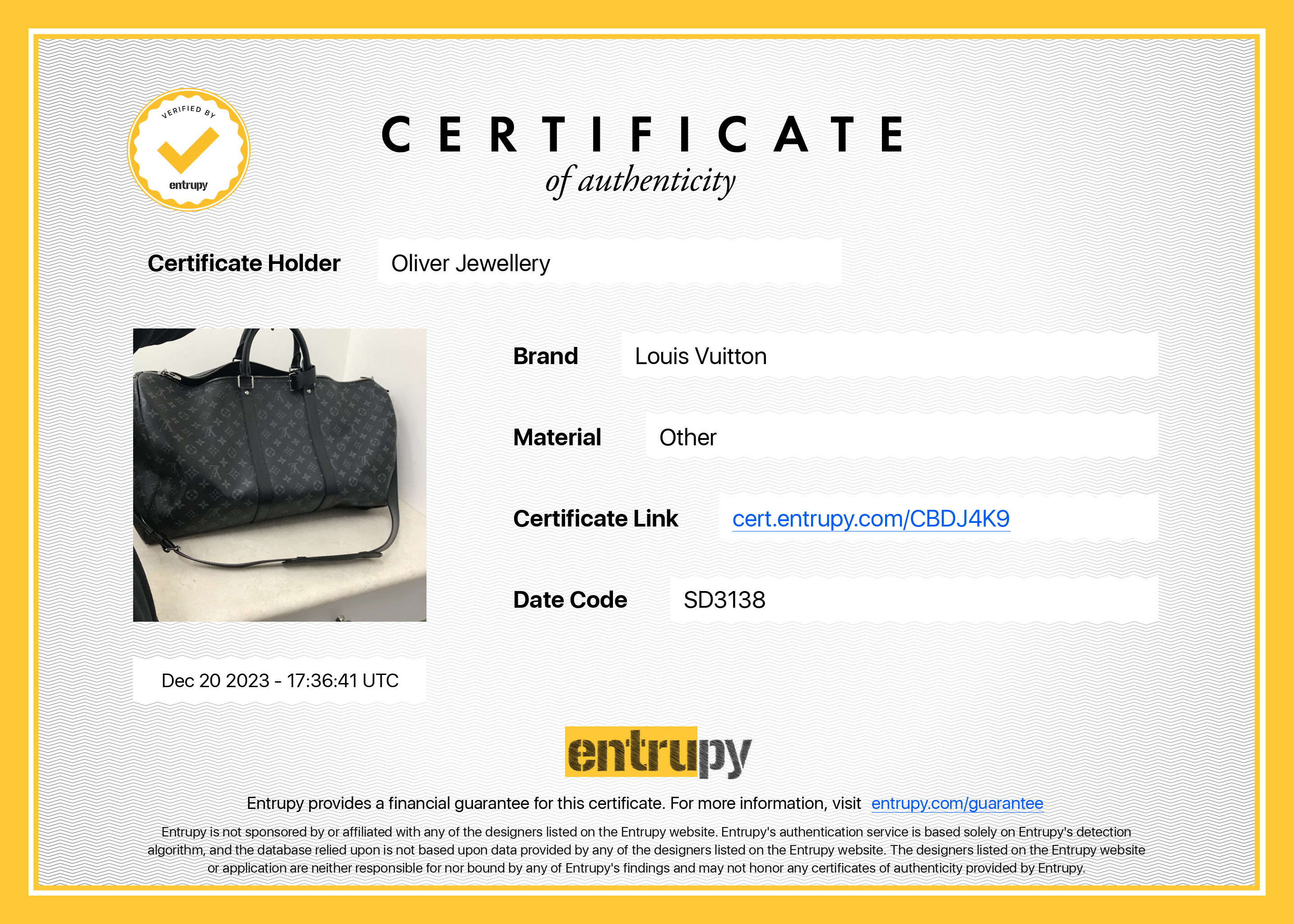 Louis Vuitton Monogram Eclipse Keepall Bandouliere 55 w/ Strap