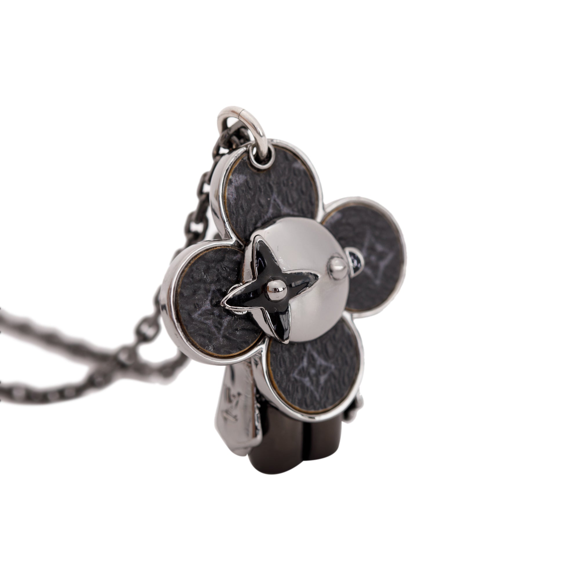 Louis Vuitton Monogram Eclipse Vivienne Pendant Necklace w/ Box