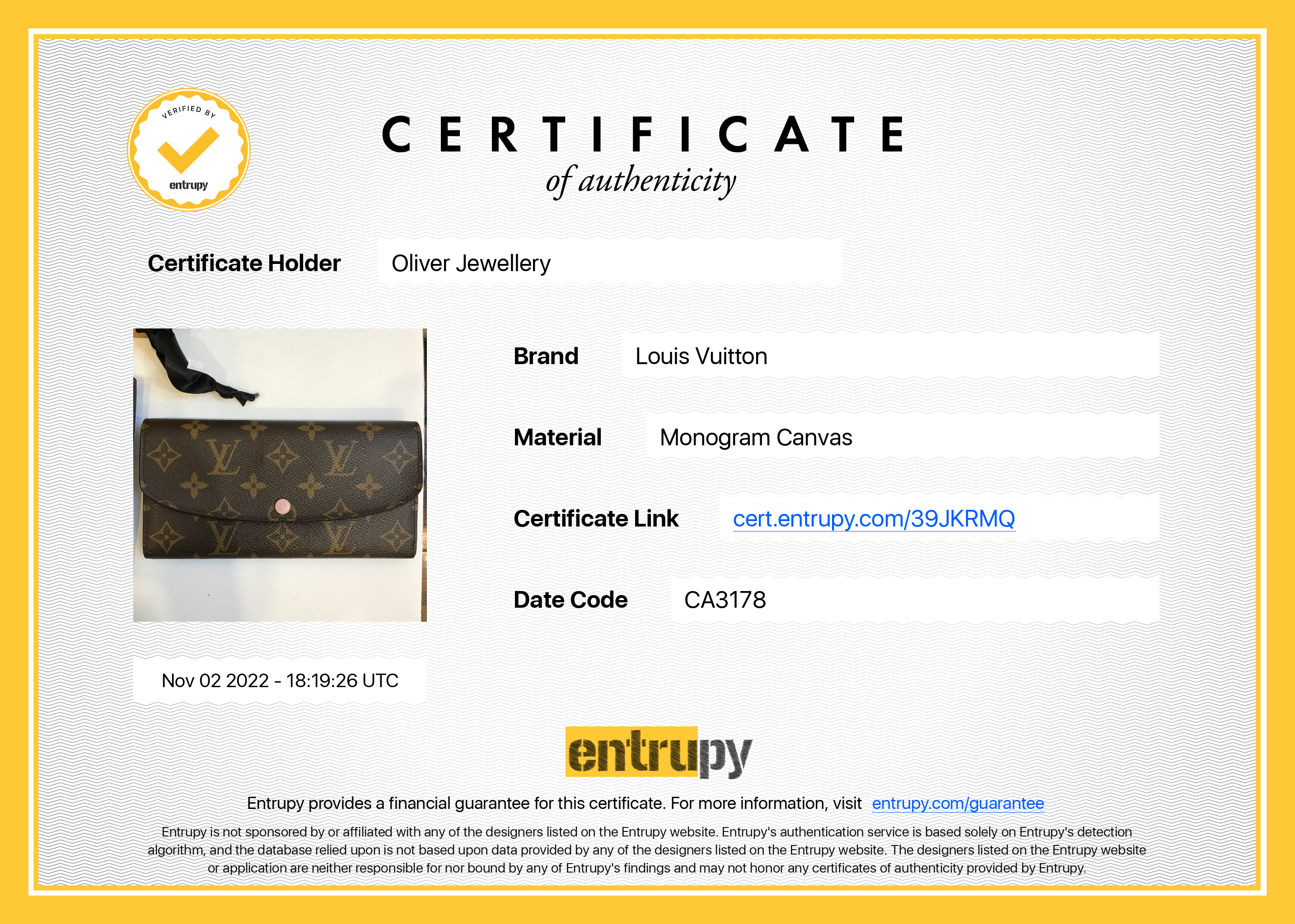 Louis Vuitton Monogram Emilie Wallet w/ Box