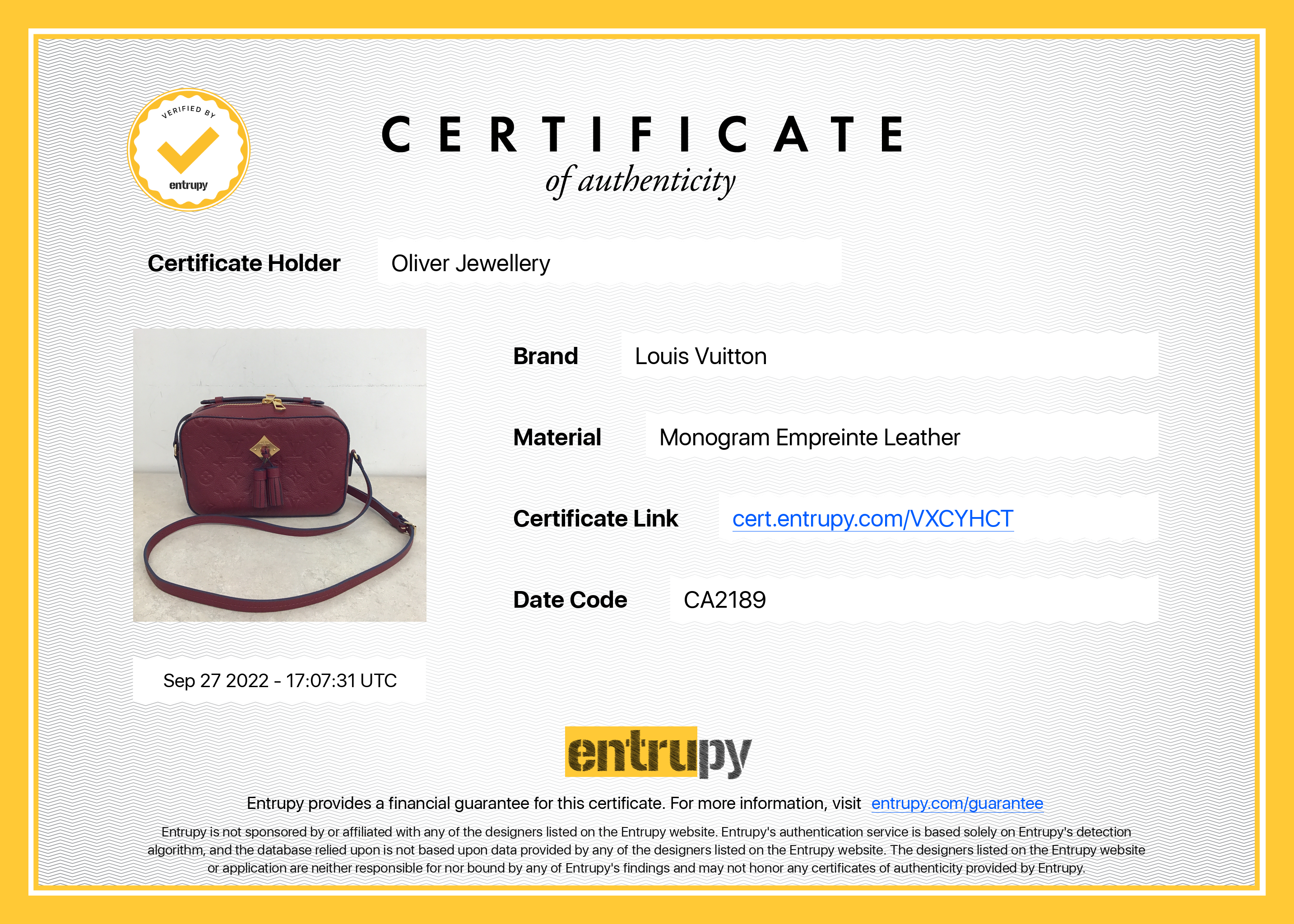 Louis Vuitton Monogram Empreinte Saintonge Bag