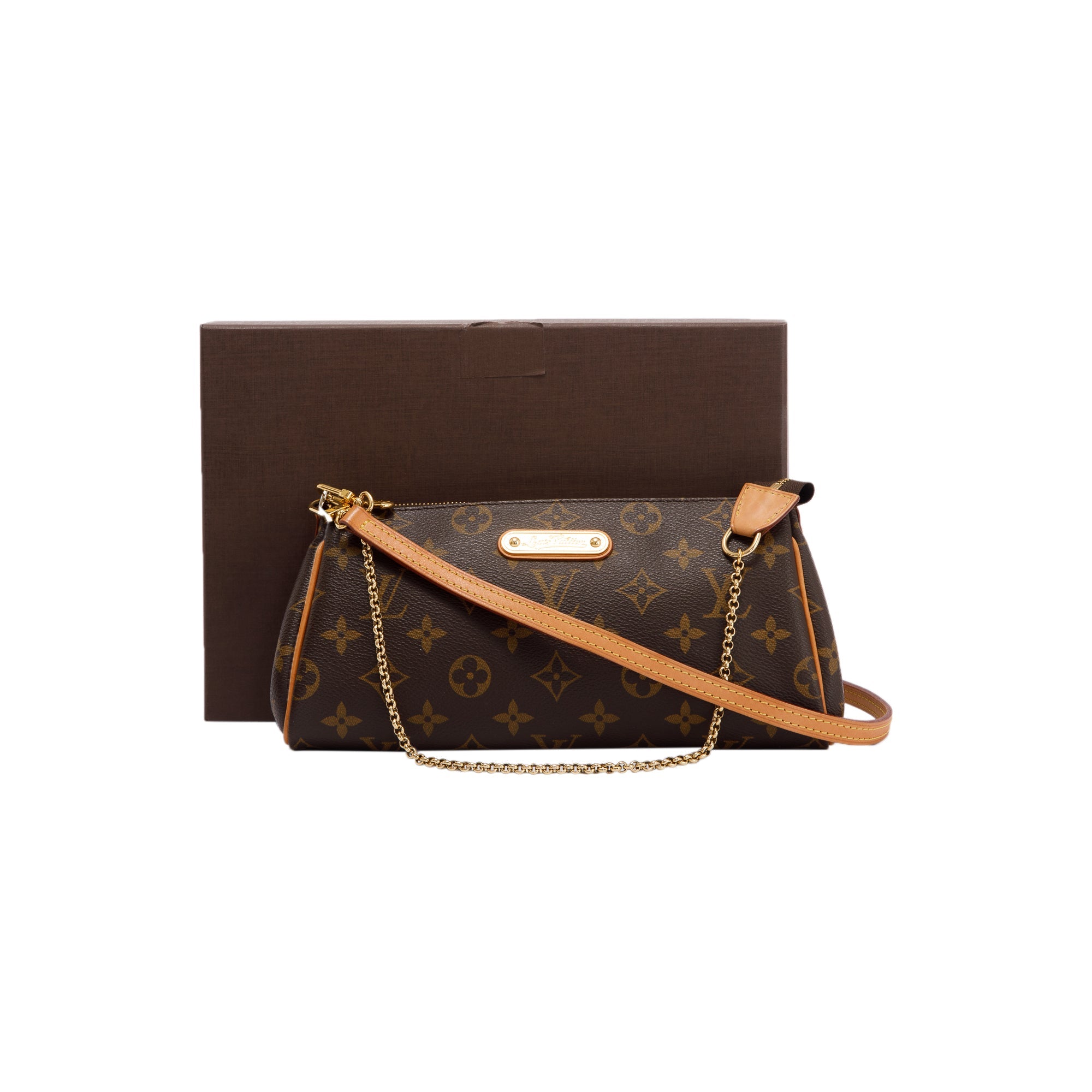 Louis Vuitton Monogram Eva Clutch w/ Strap, Box & Receipt