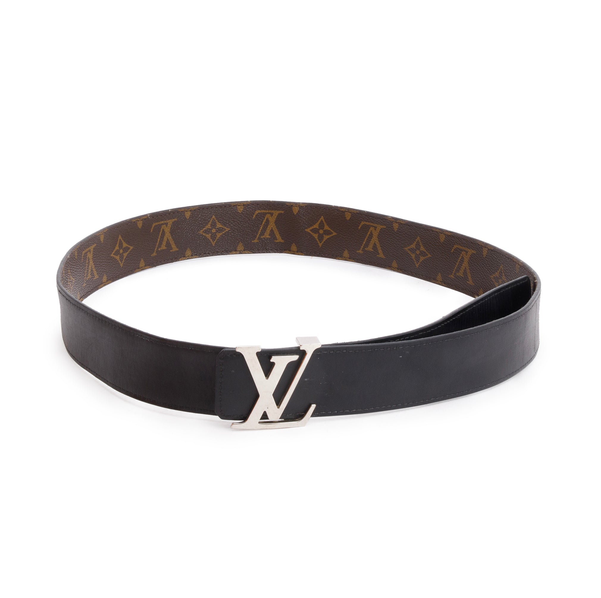 Louis Vuitton Monogram Macassar Canvas LV Initiales 40 MM Reversible Belt, Size 100 40 w/ Box