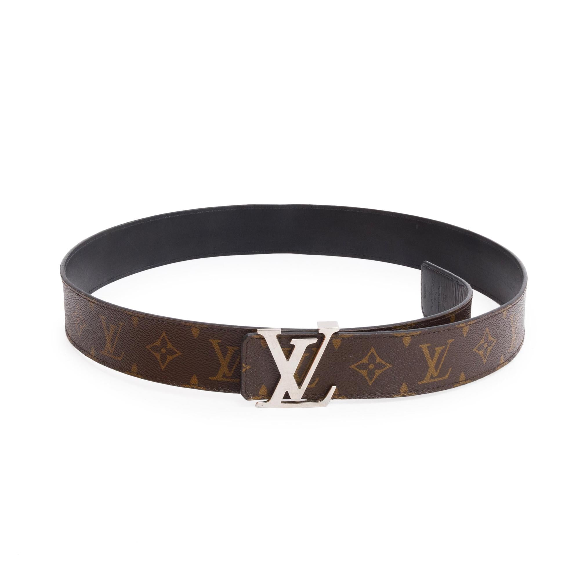 Louis Vuitton Monogram Macassar Canvas LV Initiales 40 MM Reversible Belt, Size 100 40 w/ Box